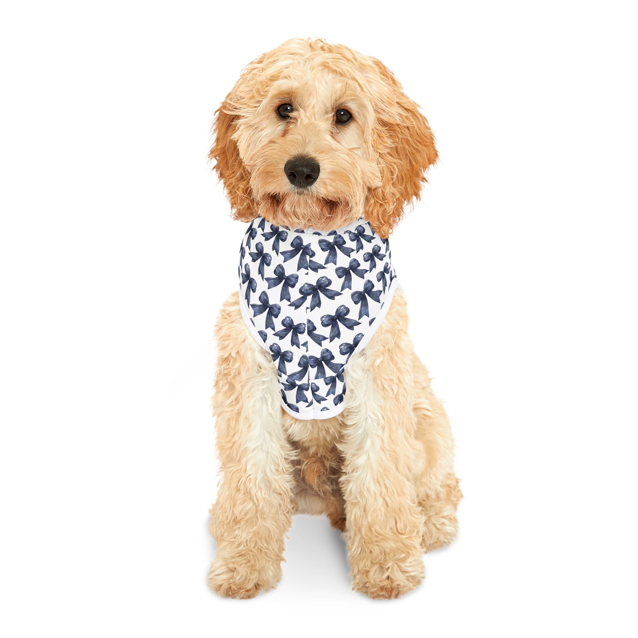 Navy Coquette Bows Cute Pet Hoodie - Adorable Puppy Sweater, Small Dog Outfit, Furry Friend Gift, Pet Apparel, Animal Lover Present