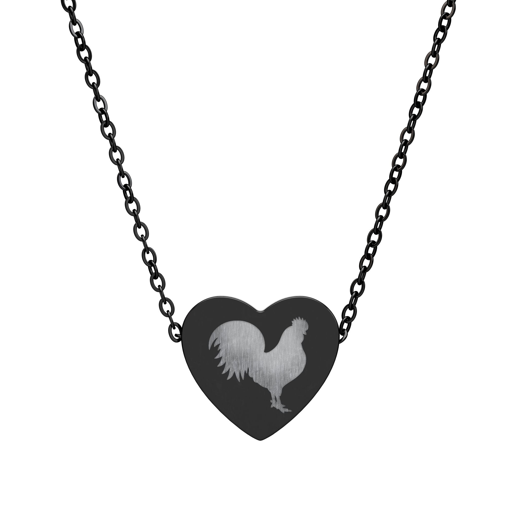 Rooster Heart Necklace – Chicken Lover Jewelry, Farmhouse Stainless Steel Necklace, Poultry Lover Gift