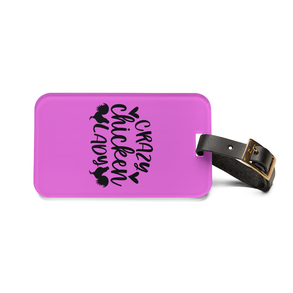 Pink Crazy Chicken Lady Luggage Tag | Funny Chicken Travel Tag | Farm Girl Suitcase Identifier | Chicken Lover Travel Accessory | Gumpert Homestead