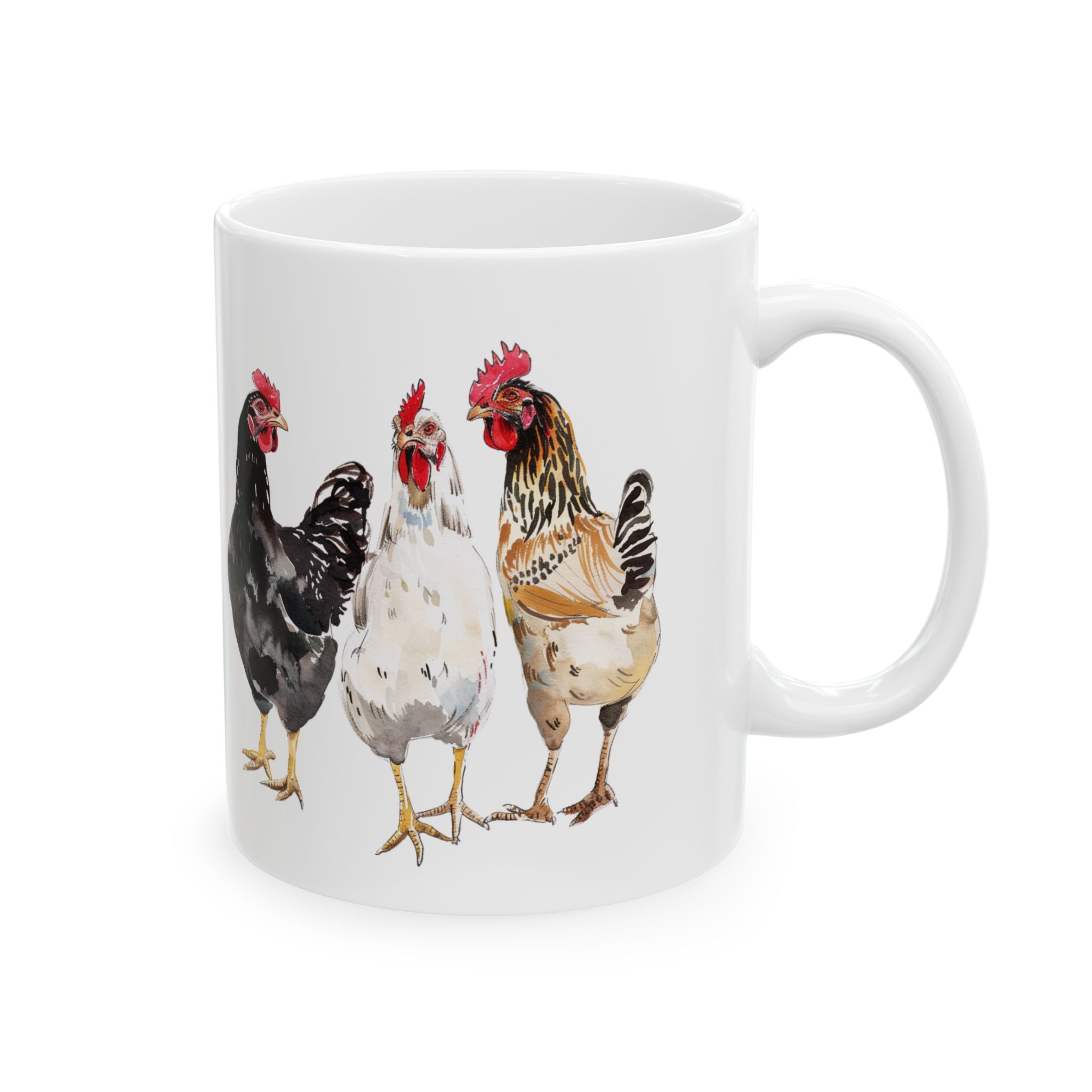 Chicken Flock Ceramic Mug – Backyard Chicken Coffee Cup, Farm Homestead Mug, Chicken Lover Gift (11oz, 15oz)