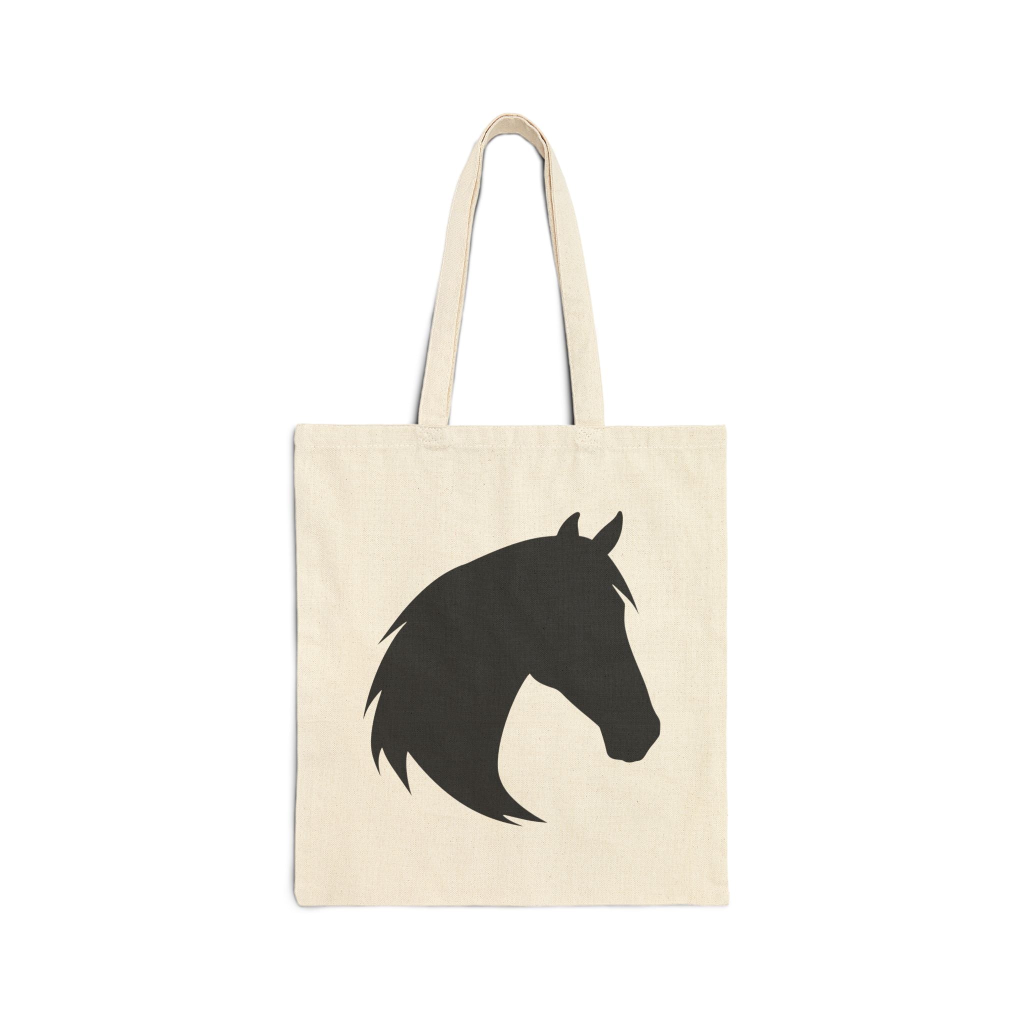 Horse Head Silhouette Canvas Tote Bag | Equestrian Farm Tote | Minimalist Horse Lover Market Bag | Rustic Farmhouse Country Tote