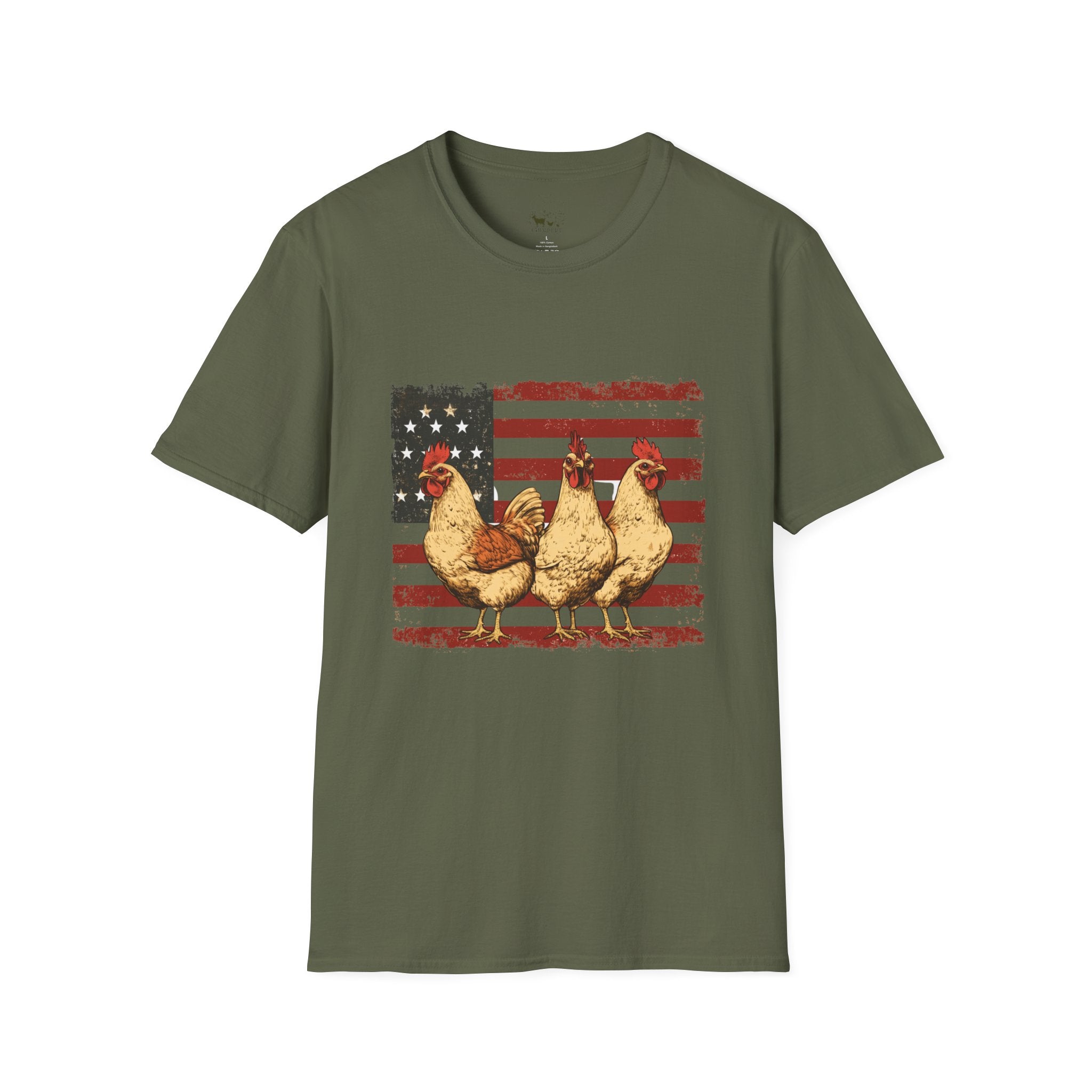 American Flag Chickens T-Shirt – American Flag Hen Shirt, Farm Life Tee, 4th of July Chicken Shirt, Backyard Chicken Keeper Gift, Homestead Farm Apparel