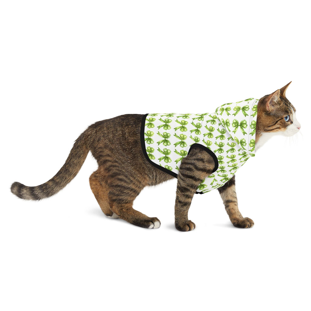 Green Coquette Bows Cute Pet Hoodie - Adorable Puppy Sweater, Small Dog Outfit, Furry Friend Gift, Pet Apparel, Animal Lover Present