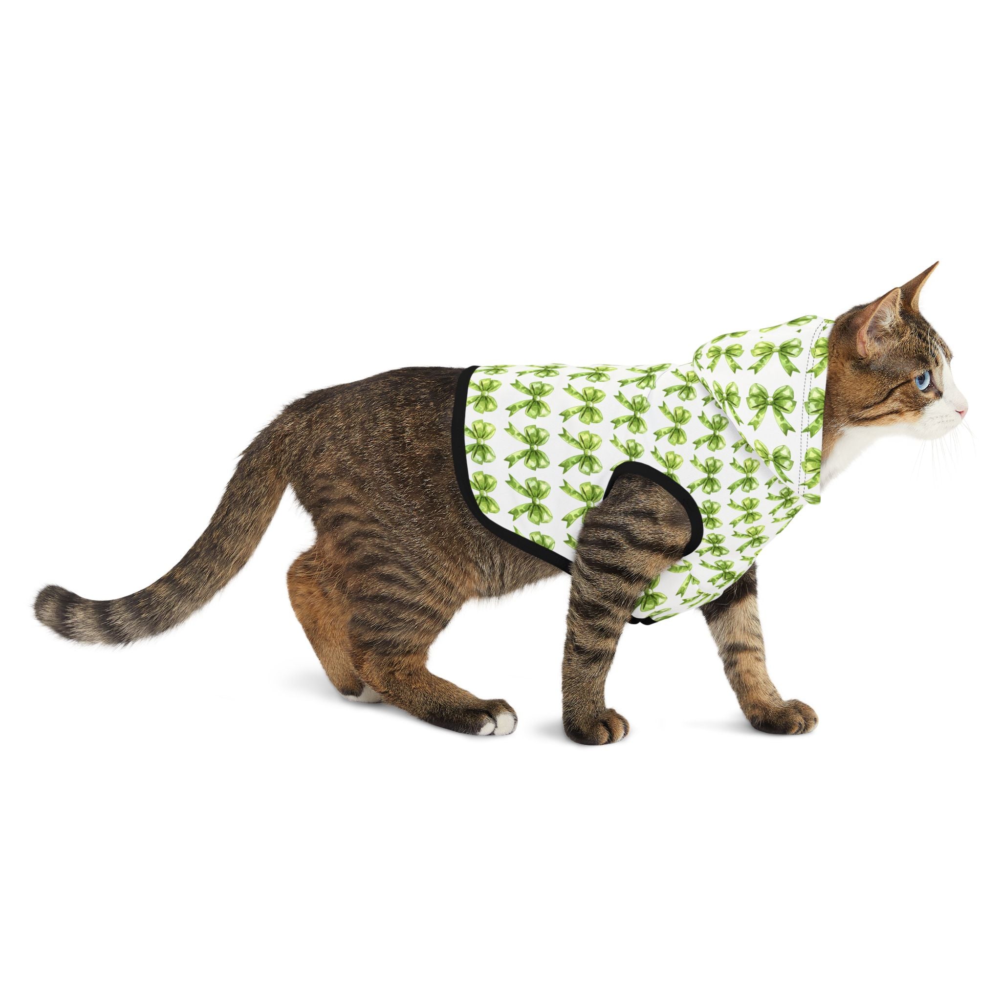 Green Coquette Bows Cute Pet Hoodie - Adorable Puppy Sweater, Small Dog Outfit, Furry Friend Gift, Pet Apparel, Animal Lover Present