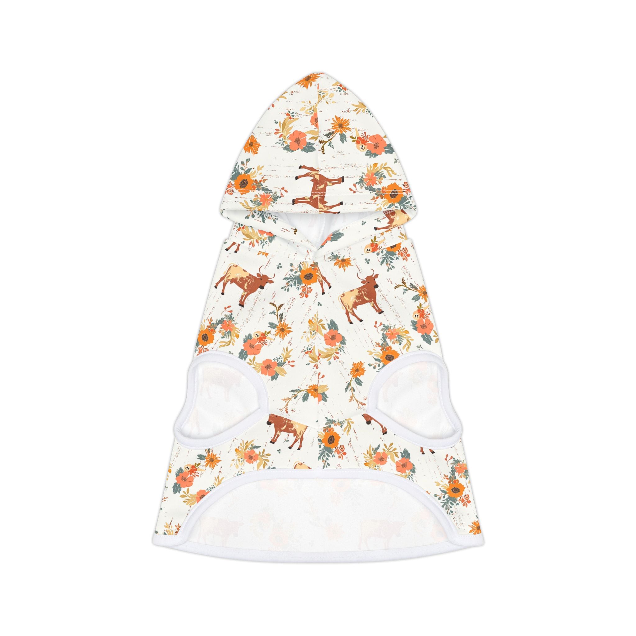 Floral Cow Pet Hoodie | Farmhouse Cattle Dog Hoodie | Cottagecore Farm Animal Pet Sweater | Rustic Cow Print Puppy Hoodie | Country Homestead Pet Apparel | Cozy Farm Life Dog Outfit