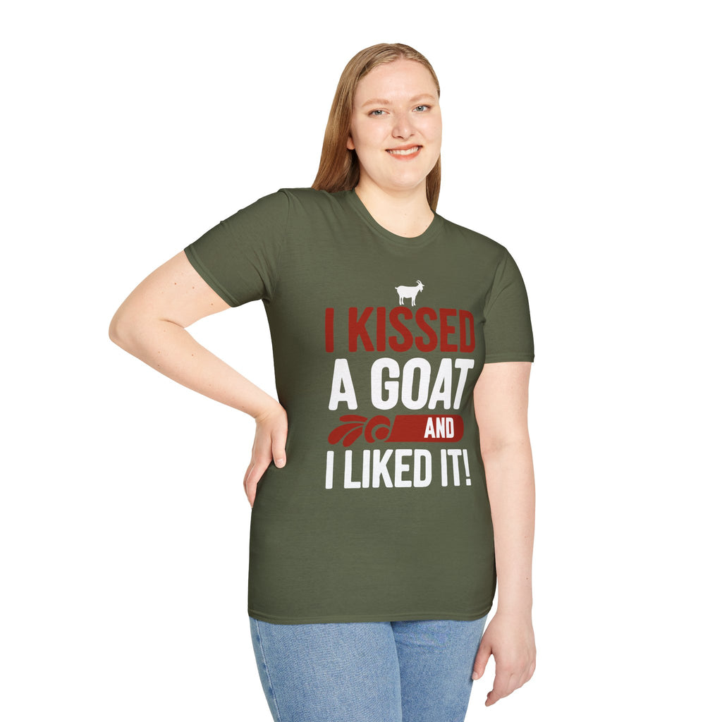 I Kissed a Goat and I Liked It Funny Unisex T-Shirt | Goat Lover Farm Humor Tee