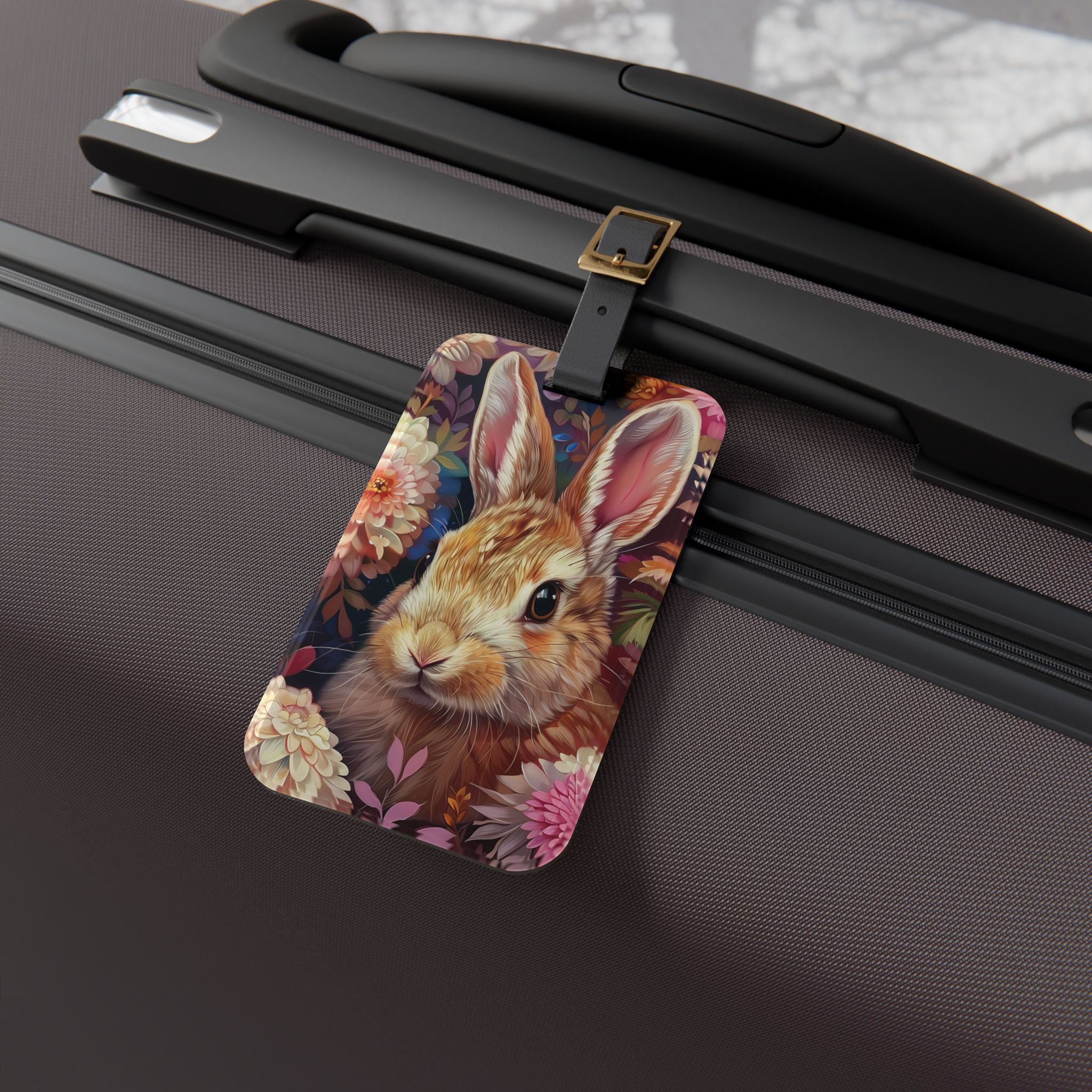 Floral Bunny Luggage Tag | Cottagecore Rabbit Travel Accessory | Woodland Bunny Suitcase Tag | Rustic Bag Identifier | Gumpert Homestead