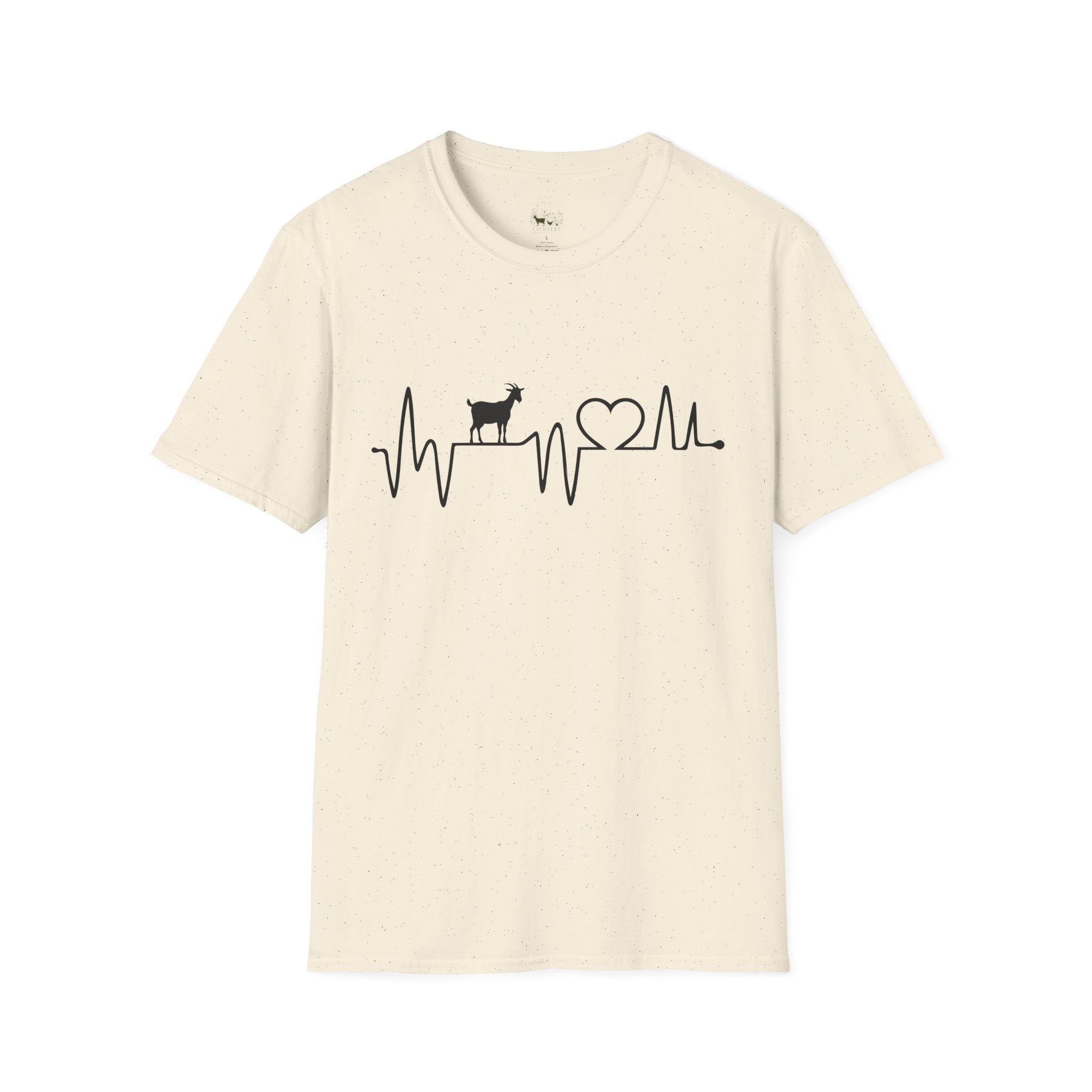 Goat Heartbeat Unisex T-Shirt | Minimalist Goat Lover ECG Farm Life Tee