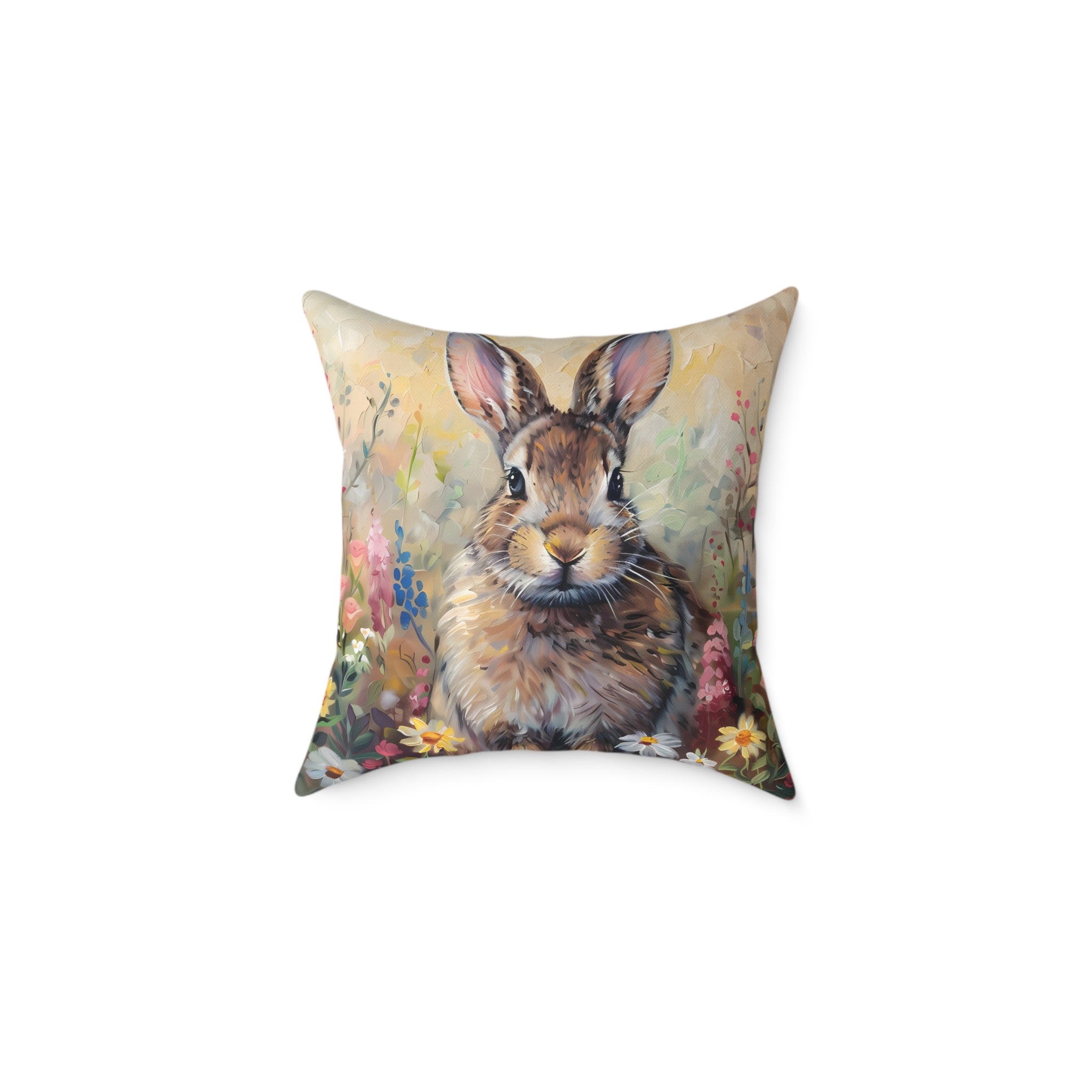 Cottagecore Bunny Throw Pillow | Floral Rabbit Accent Pillow | Farmhouse Bunny Decor Cushion | Rustic Woodland Home Decor | Gumpert Homestead