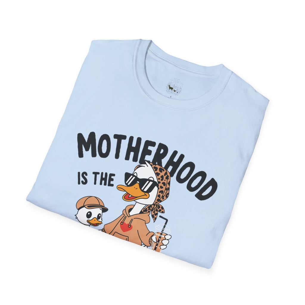 Motherhood Is the Realest Hood Funny Duck Mom Unisex T-Shirt | Farm Mom Graphic Tee
