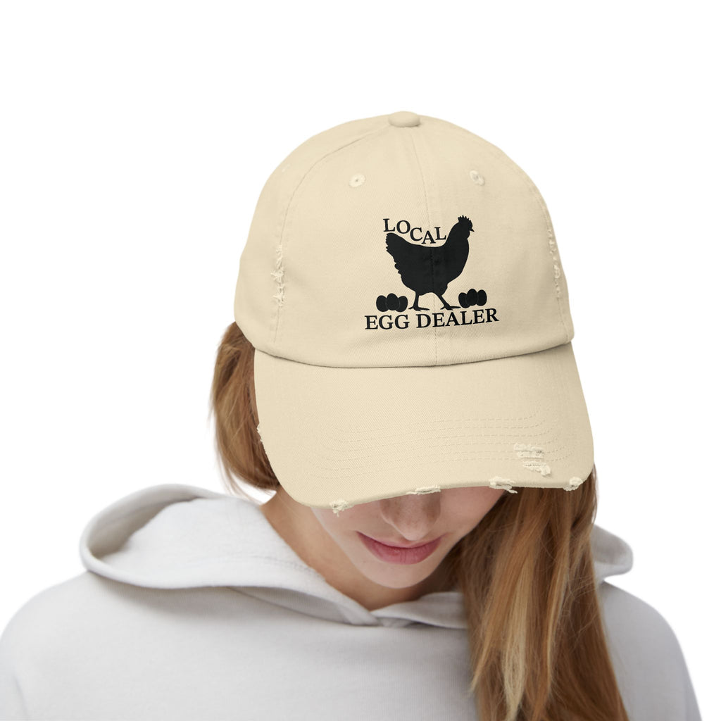 Local Egg Dealer Distressed Baseball Cap – Funny Chicken Hat, Farm Fresh Egg Seller Cap, Backyard Chicken Keeper Hat, Homestead Humor Gift