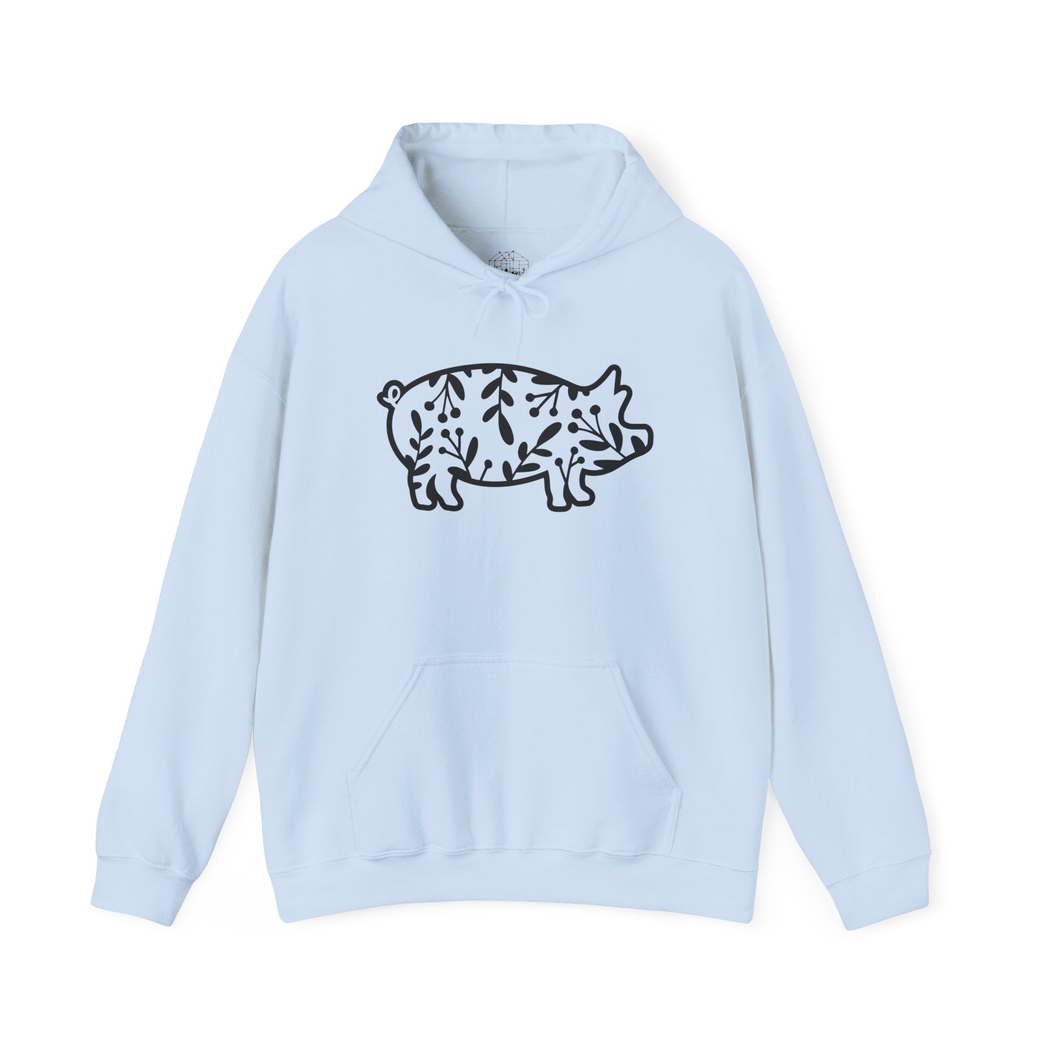 Floral Pig Silhouette Hoodie – Farm Life Sweatshirt, Pig Lover Pullover, Homestead Hoodie, Mini Pig Apparel, Farm Animal Hoodie, Country Living Unisex Hoodie