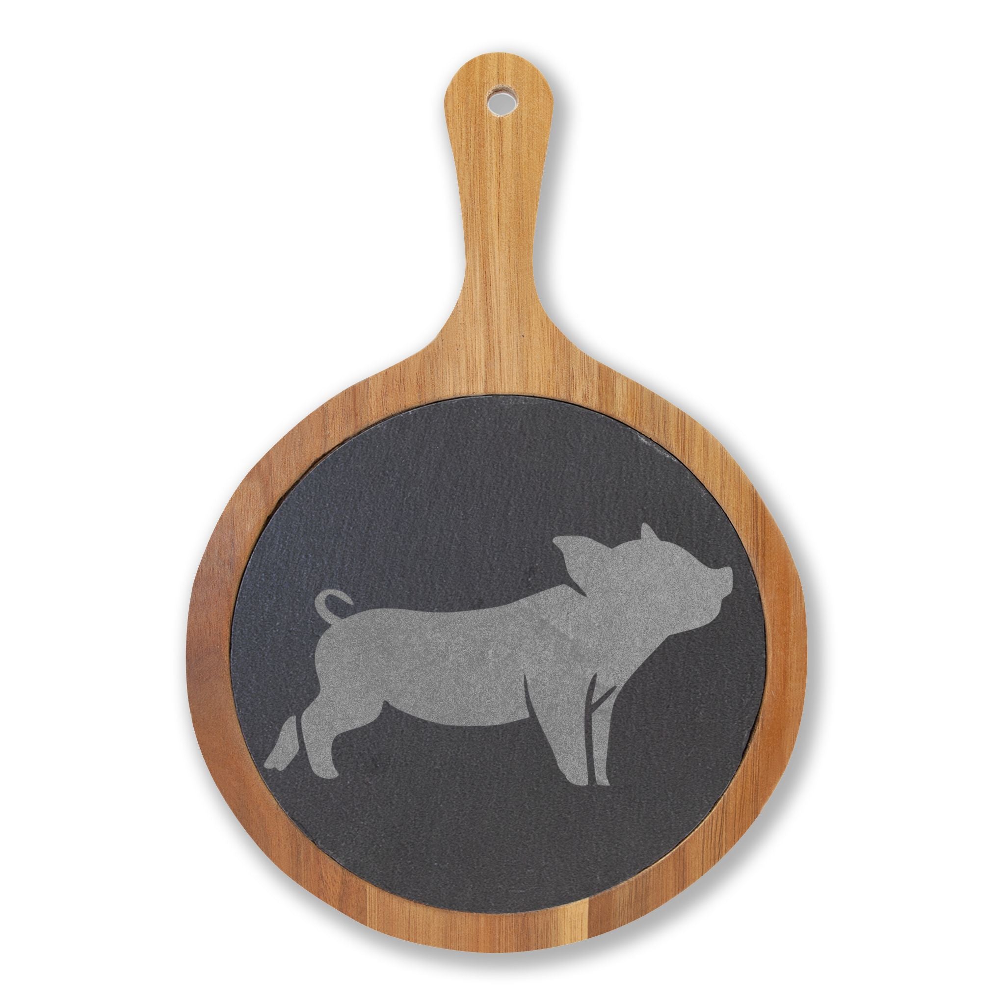 Piglet Engraved Charcuterie Board Set | Farmhouse Slate Cheese Board with Knives | Rustic Farm Kitchen Serving Board | Homestead Pig Lover Gift