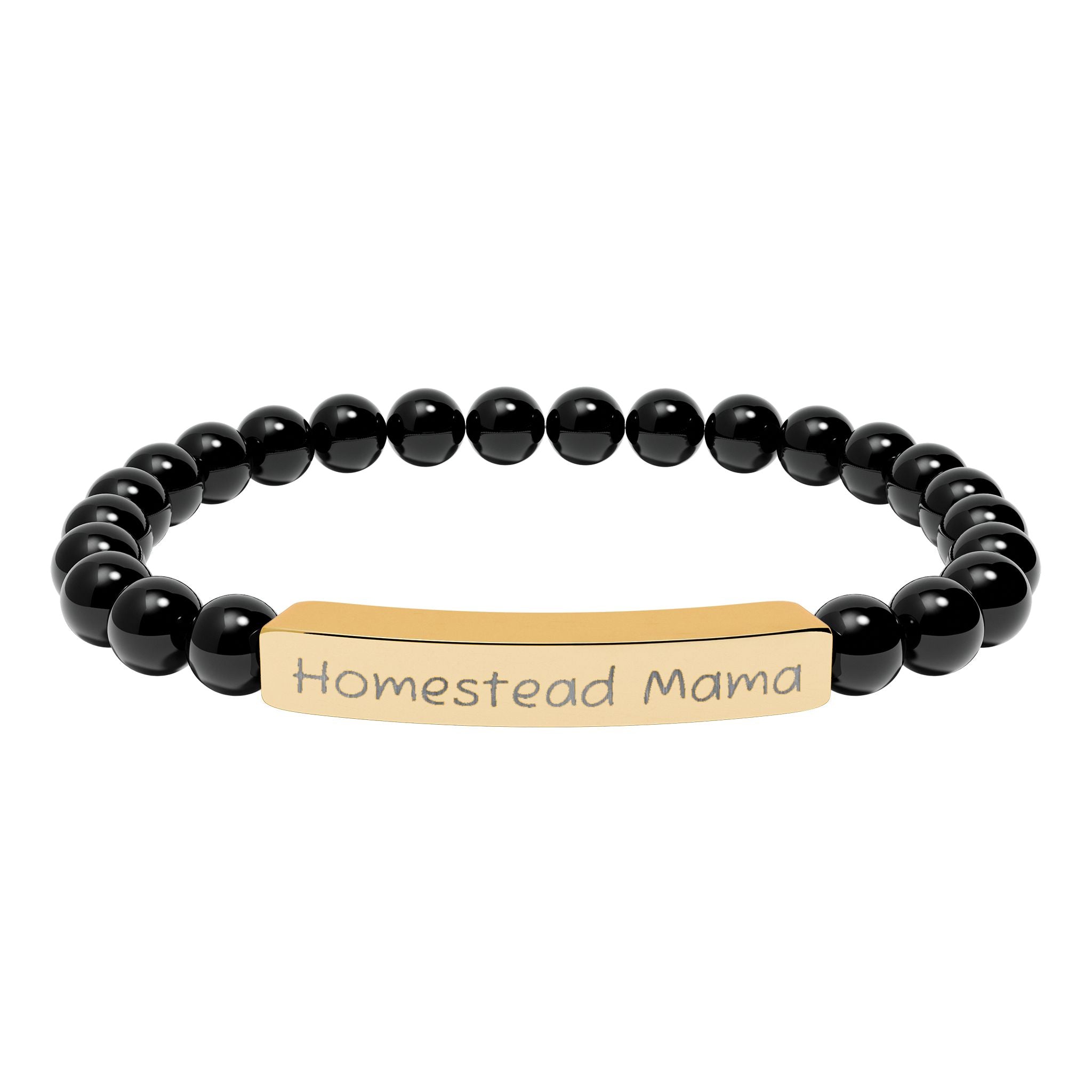 Homestead Mama Natural Stone Stretch Bracelet – Engraved Farmhouse Jewelry, Rustic Homesteader Gift, Farm Mom Bracelet