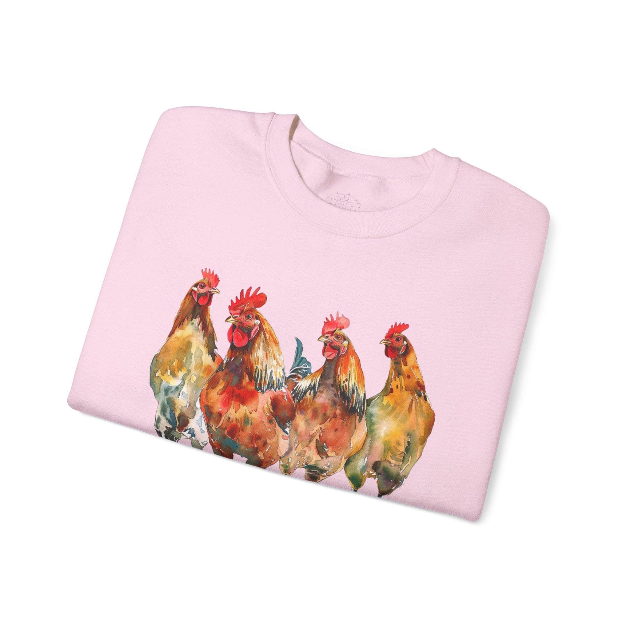 Chicken Flock Sweatshirt – Farmhouse Hen Lineup Crewneck, Cozy Homestead Chicken Mom Pullover, Unisex Gildan 18000