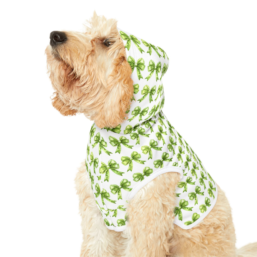 Green Coquette Bows Cute Pet Hoodie - Adorable Puppy Sweater, Small Dog Outfit, Furry Friend Gift, Pet Apparel, Animal Lover Present