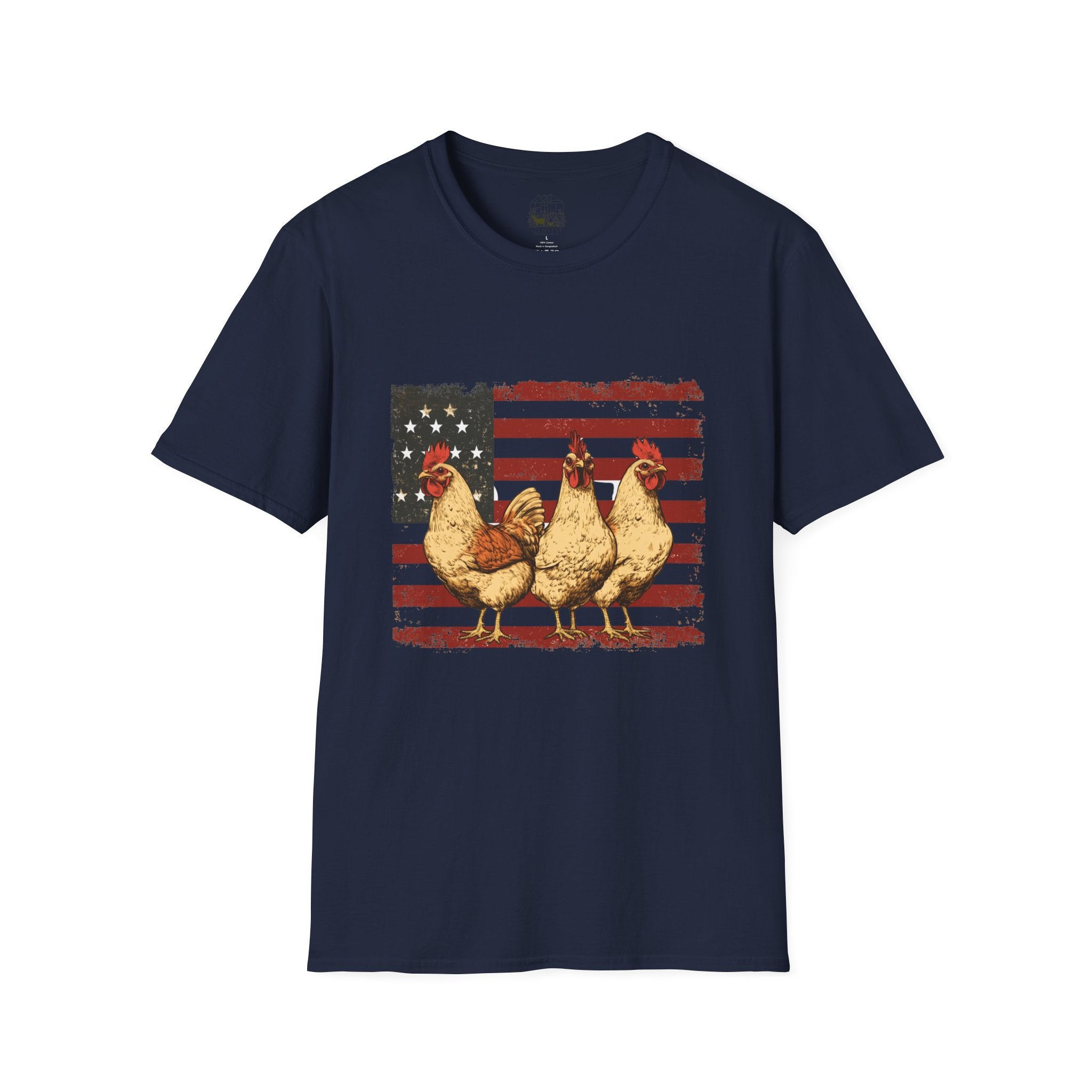 American Flag Chickens T-Shirt – American Flag Hen Shirt, Farm Life Tee, 4th of July Chicken Shirt, Backyard Chicken Keeper Gift, Homestead Farm Apparel
