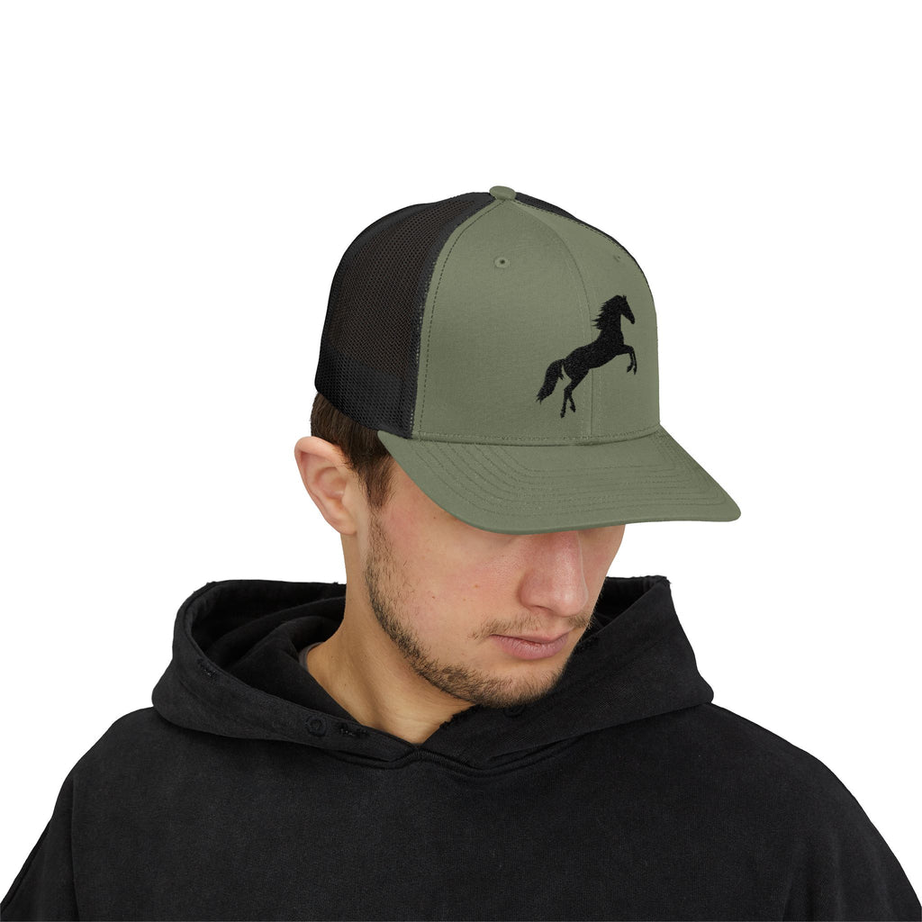 Rearing Horse Trucker Hat | Western Equestrian Mesh Snapback Cap | Rustic Ranch Horse Lover Hat | Farm Life Country Cowboy Cap