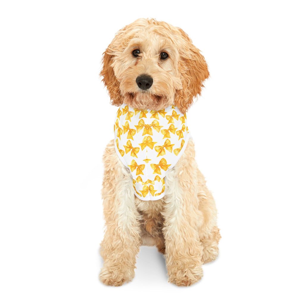 Yellow Coquette Bows Cute Pet Hoodie - Adorable Puppy Sweater, Small Dog Outfit, Furry Friend Gift, Pet Apparel, Animal Lover Present
