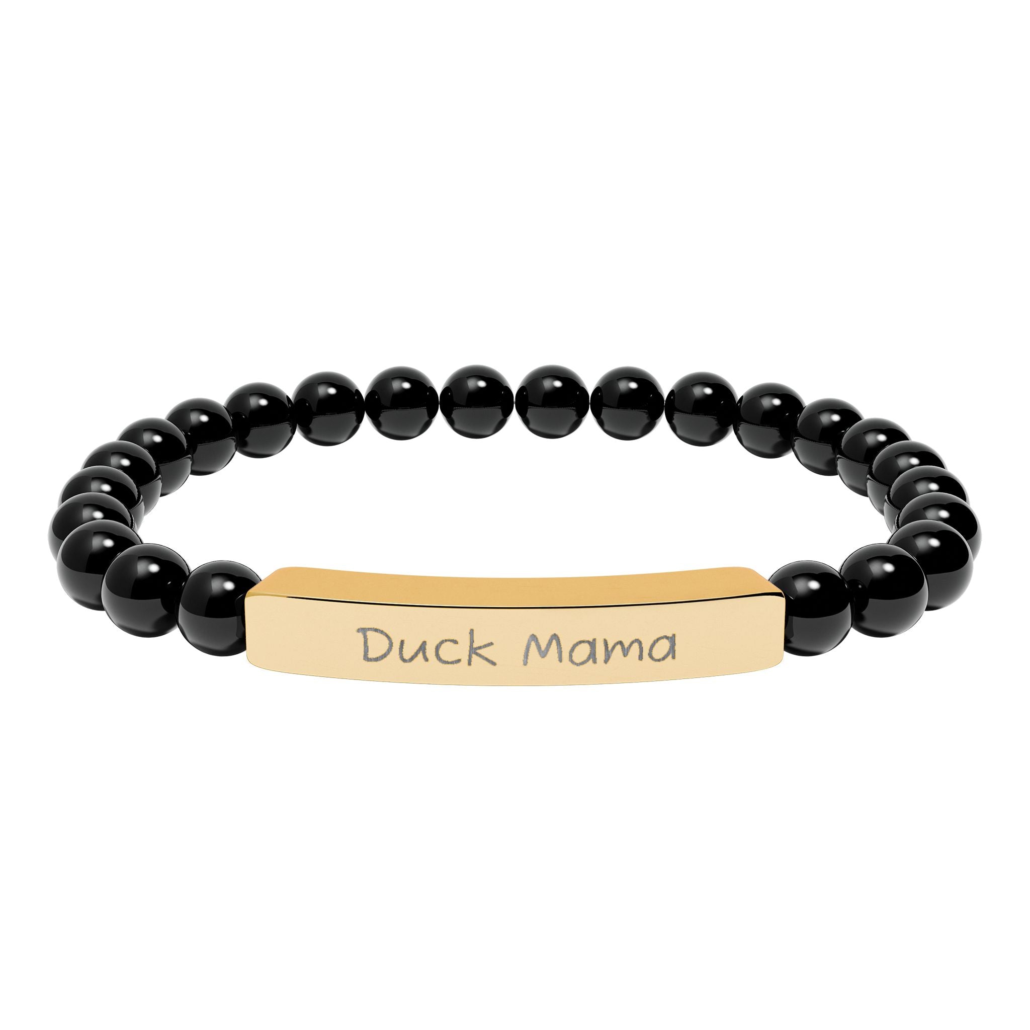 Duck Mama Natural Stone Stretch Bracelet – Engraved Duck Lover Jewelry, Farm Mom Gift, Rustic Homestead Bracelet