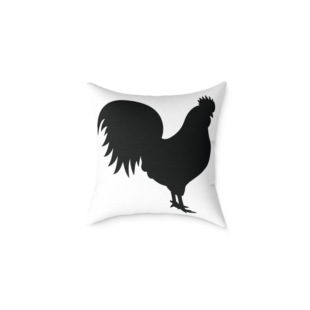Farmhouse Rooster Silhouette Throw Pillow – Rustic Chicken Decor Cushion, Neutral Country Homestead Accent Pillow