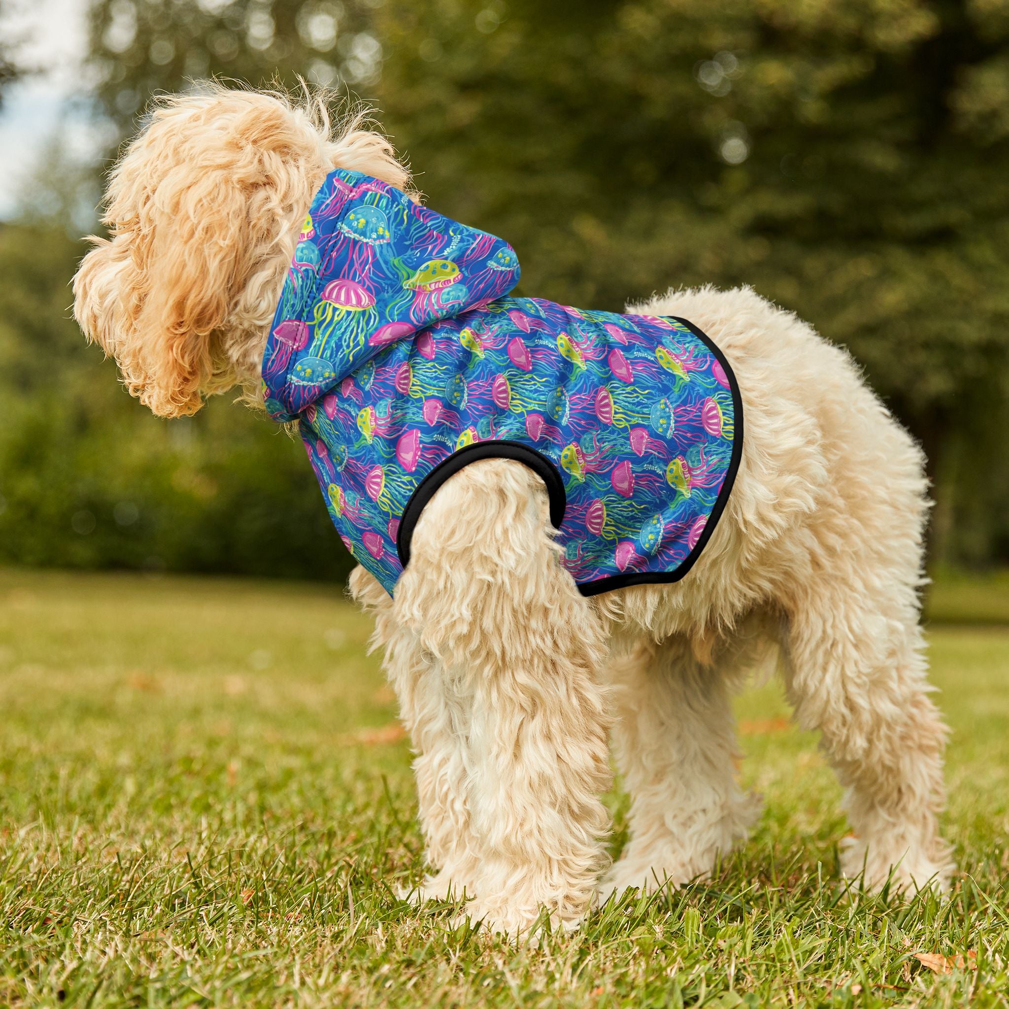 Neon Jellyfish Pet Hoodie, Cute Animal Lover Gift, Dog Sweater, Cat Jumper, Pet Clothing