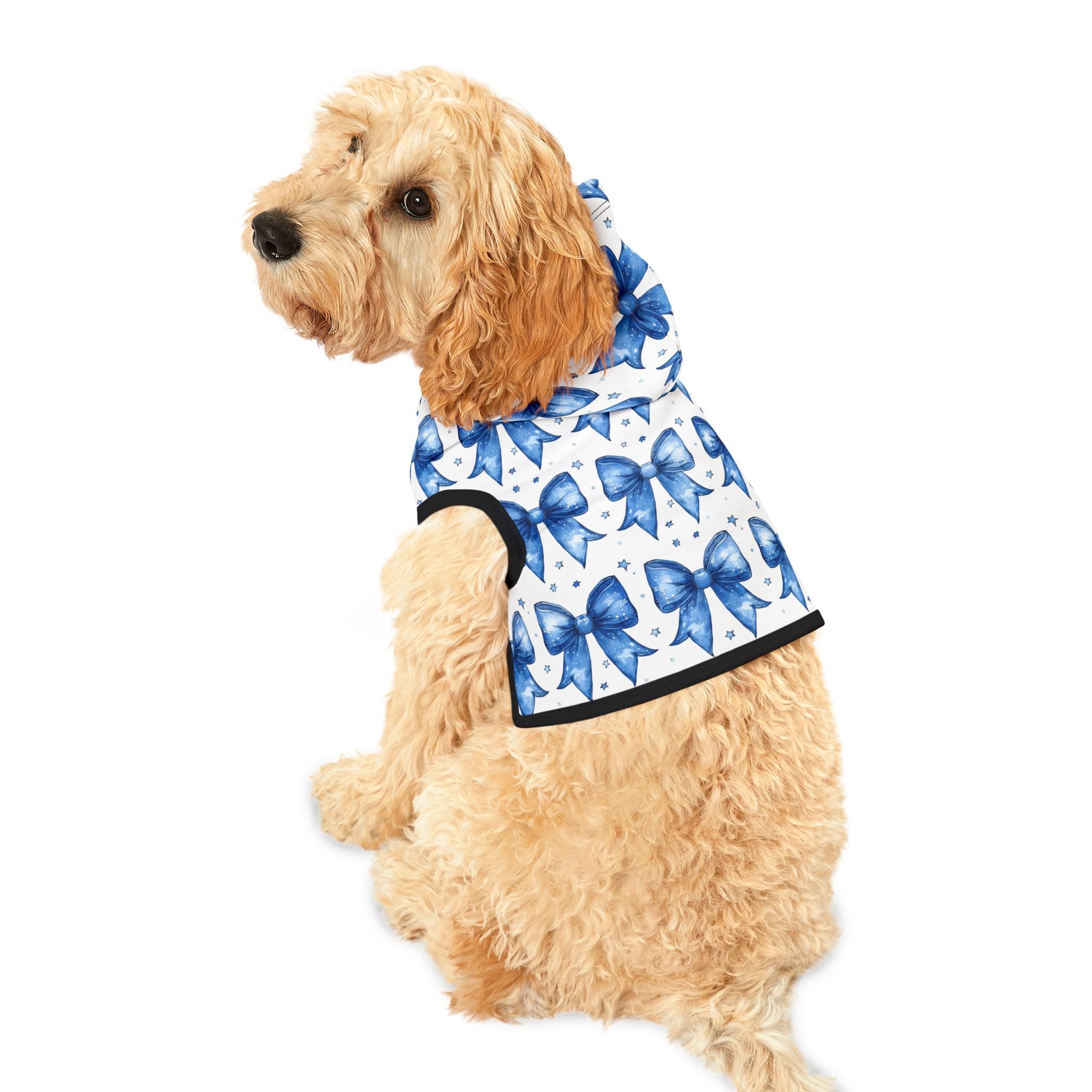 Blue Coquette Bows Cute Pet Hoodie - Adorable Puppy Sweater, Small Dog Outfit, Furry Friend Gift, Pet Apparel, Animal Lover Present