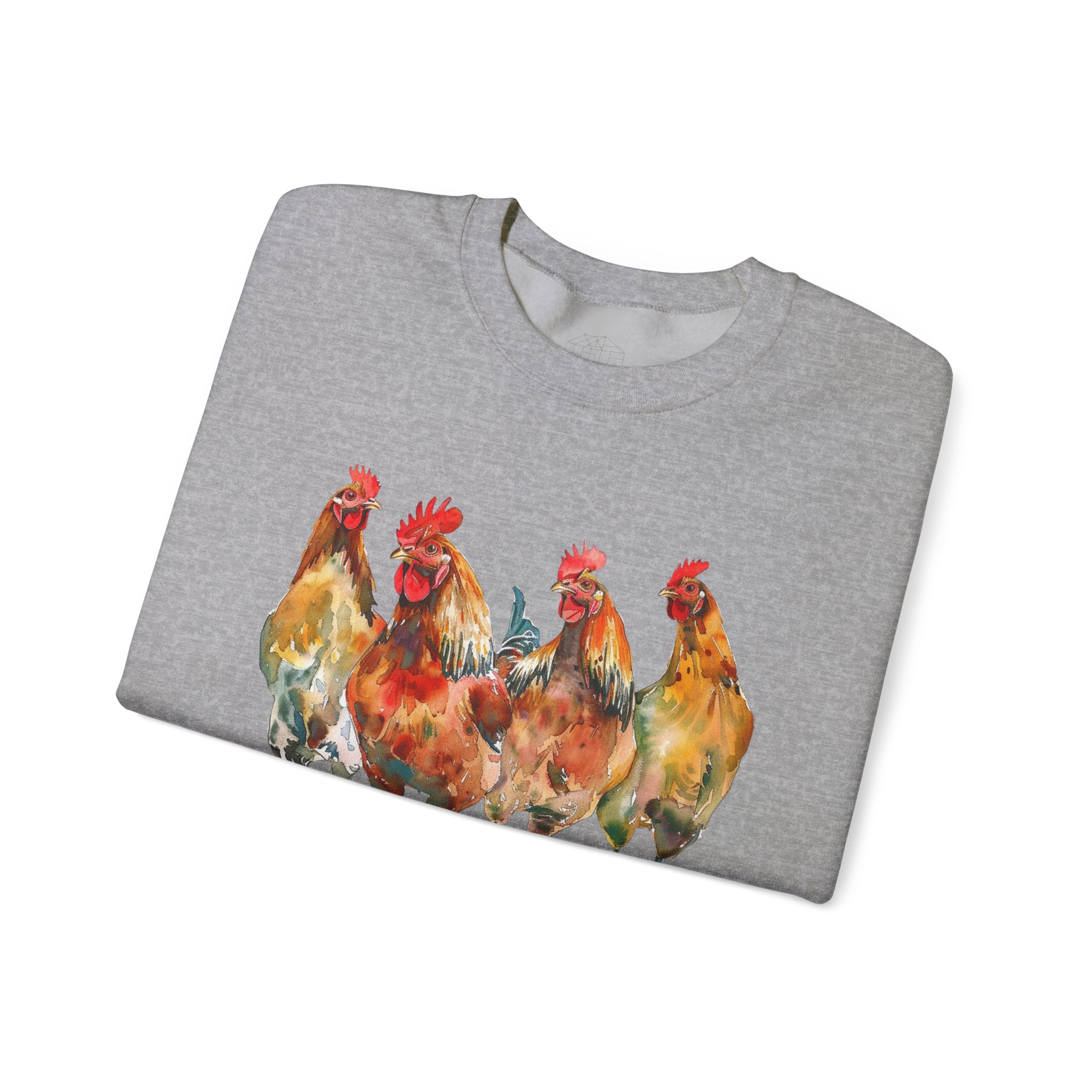 Chicken Flock Sweatshirt – Farmhouse Hen Lineup Crewneck, Cozy Homestead Chicken Mom Pullover, Unisex Gildan 18000
