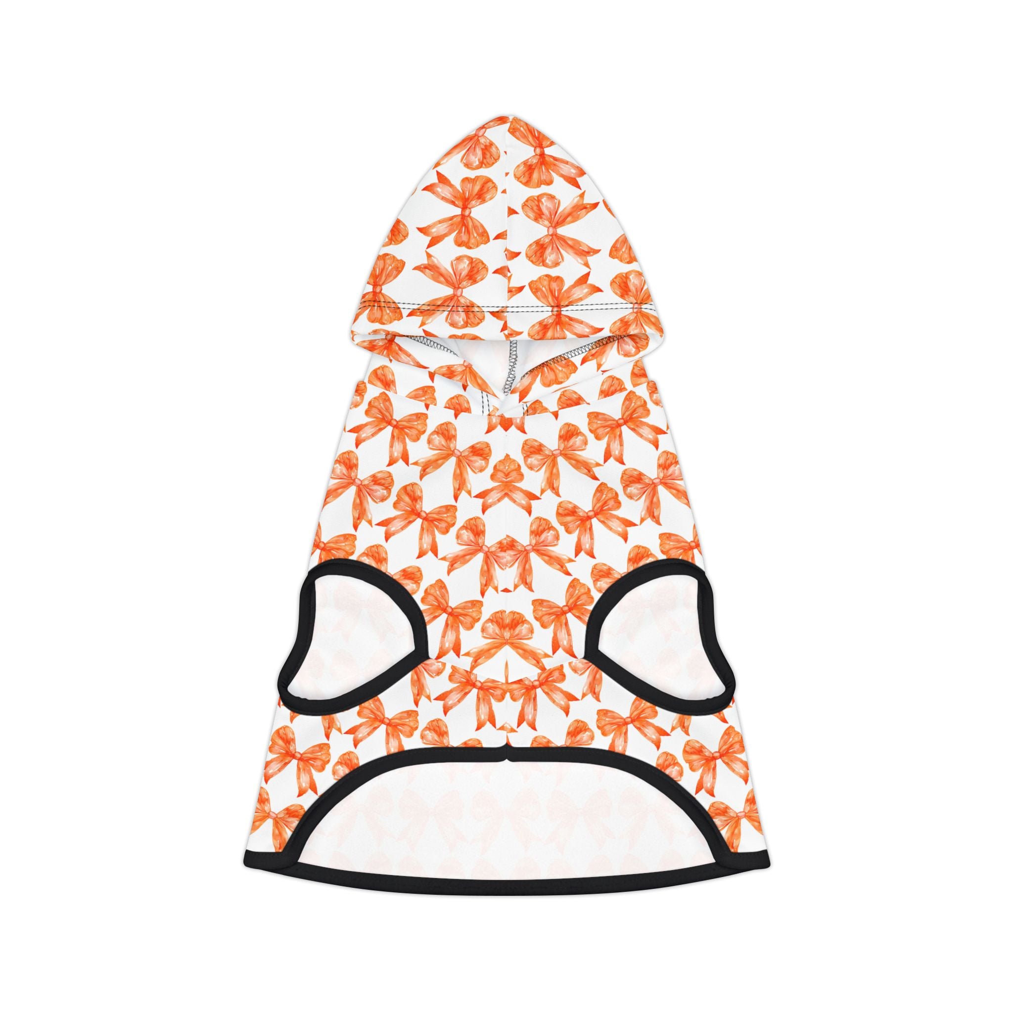 Orange Coquette Bows Cute Pet Hoodie - Adorable Puppy Sweater, Small Dog Outfit, Furry Friend Gift, Pet Apparel, Animal Lover Present
