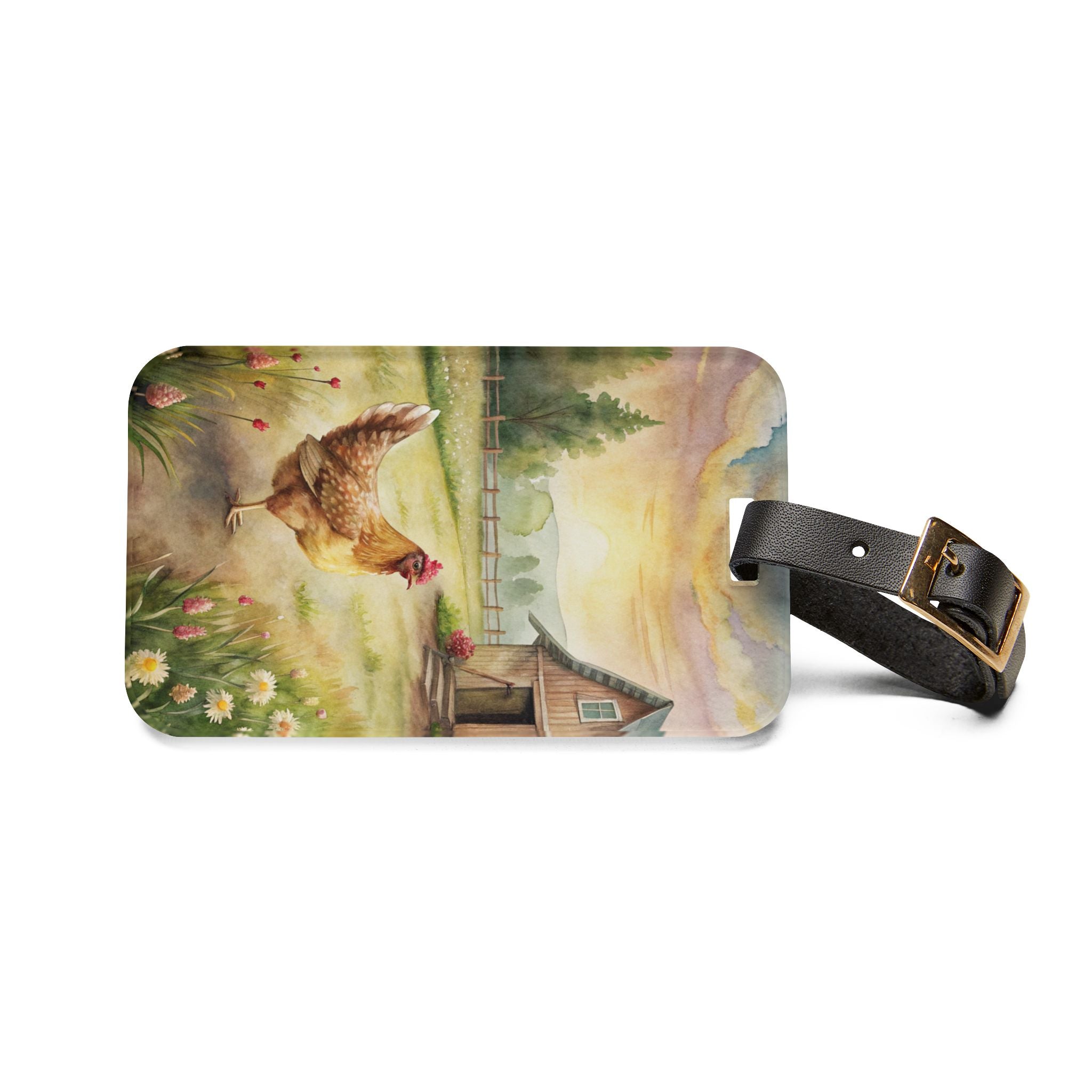Farmhouse Chicken Luggage Tag | Rustic Rooster Travel Accessory | Cottagecore Chicken Suitcase Tag | Country Bag Identifier | Gumpert Homestead
