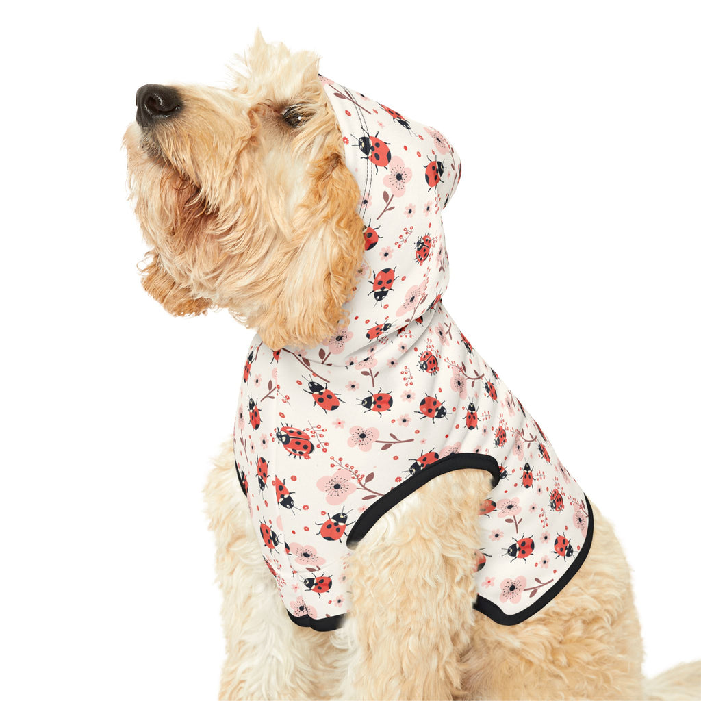Pink Cute Ladybug Pet Hoodie, Cute Pet Apparel, Animal Lover Gift, Dog Sweater, Cat Jumper, Pet Clothing