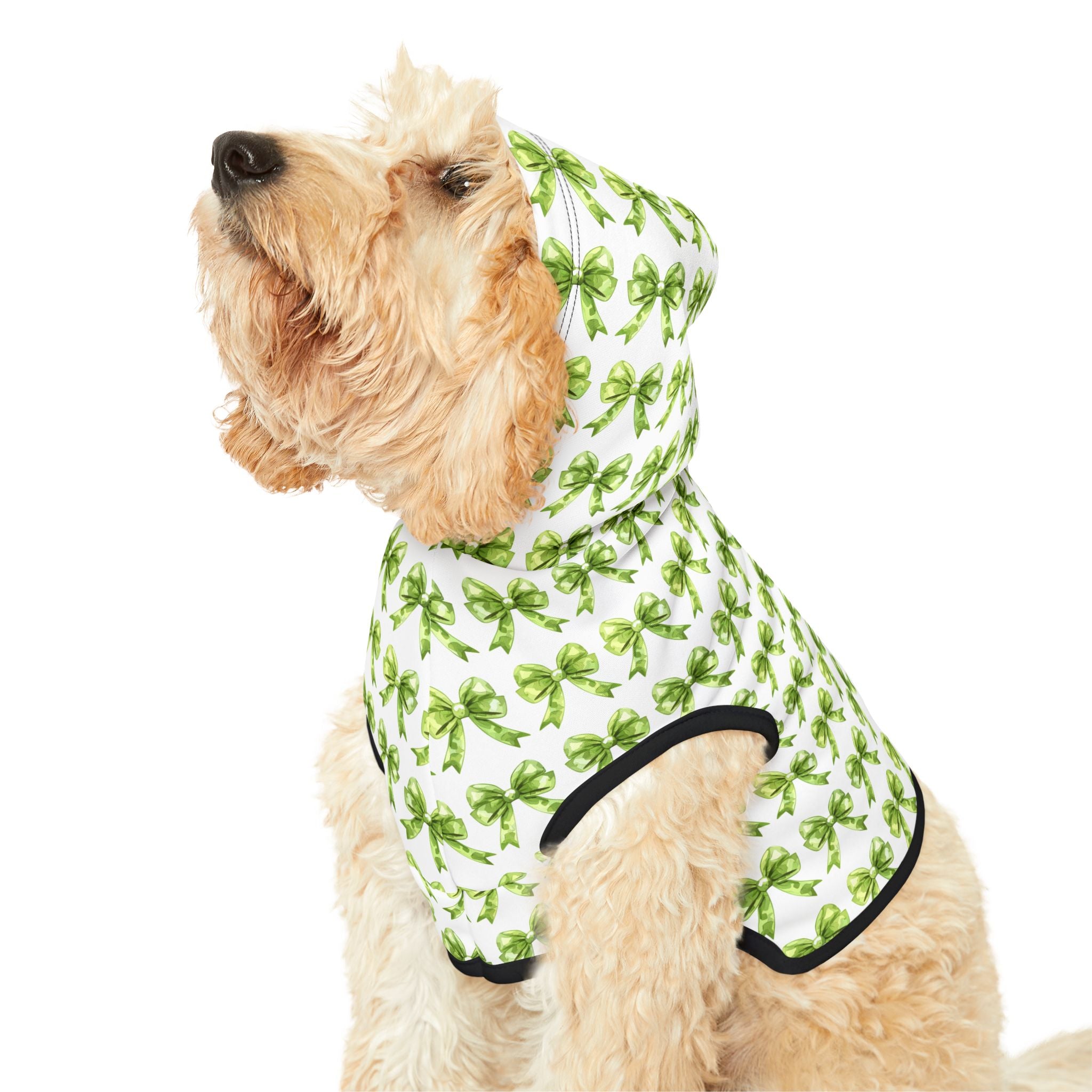 Green Coquette Bows Cute Pet Hoodie - Adorable Puppy Sweater, Small Dog Outfit, Furry Friend Gift, Pet Apparel, Animal Lover Present