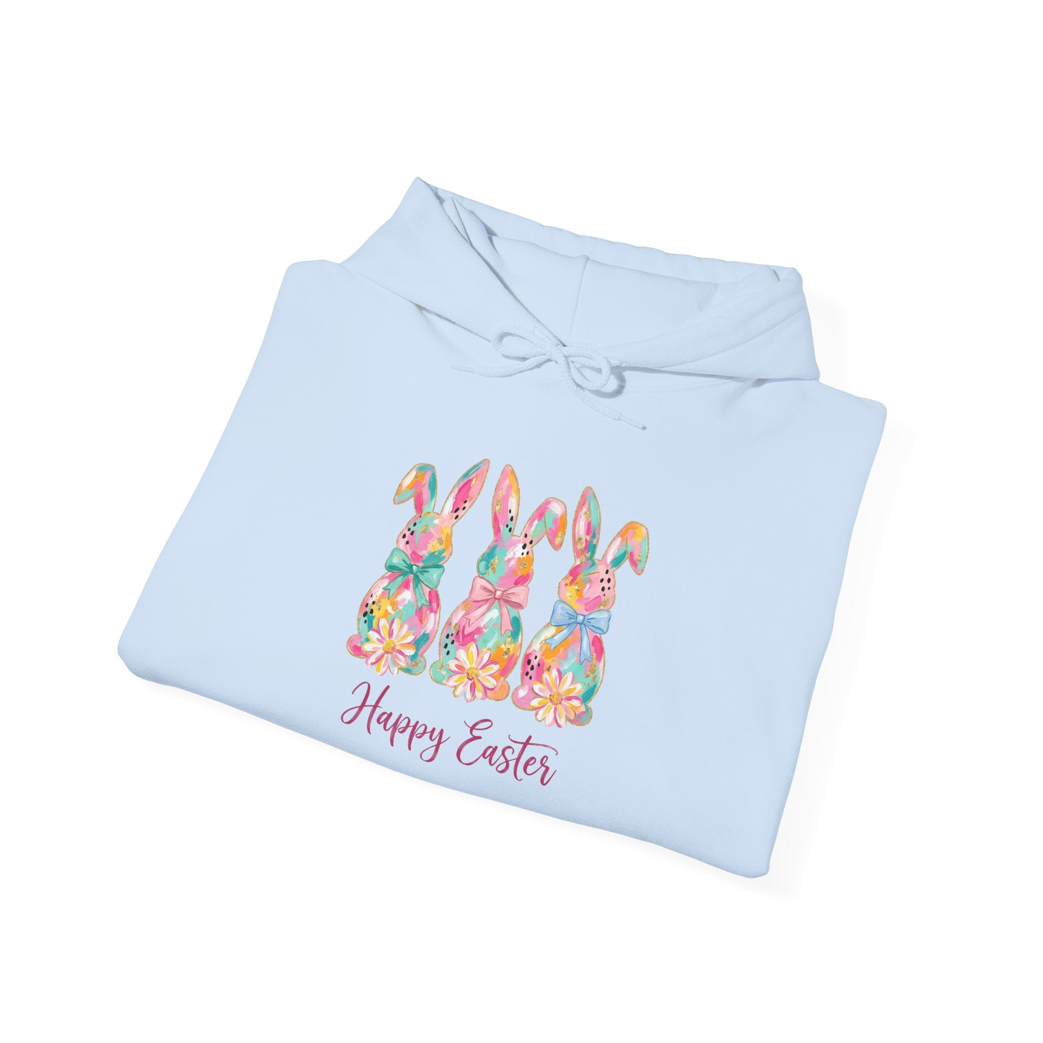 Happy Easter Bunny Hoodie Pink | Colorful Easter Rabbit Sweatshirt | Cottagecore Spring Bunny Pullover | Farmhouse Easter Hoodie | Homestead Holiday Apparel