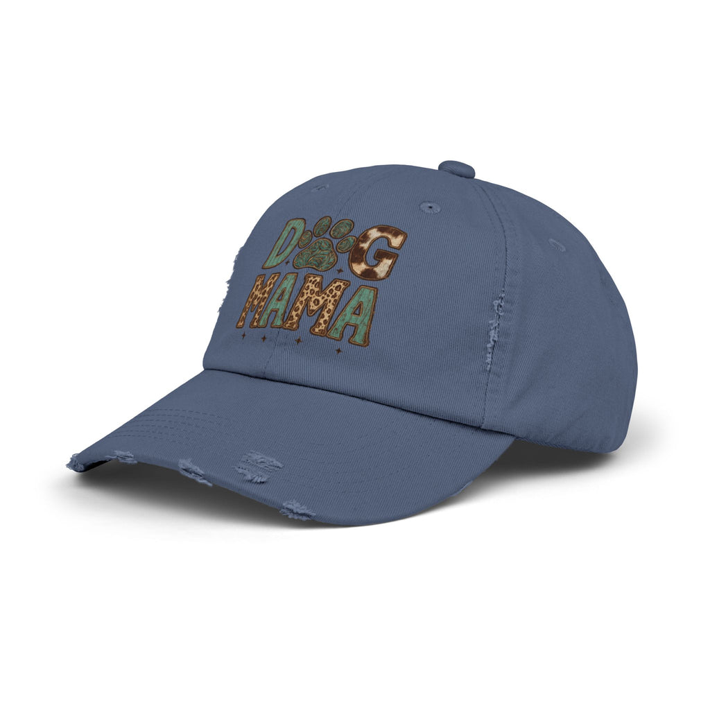 Dog Mama Distressed Baseball Cap – Vintage Dog Mom Hat, Farmhouse Pet Lover Cap, Washed Cotton Casual Hat
