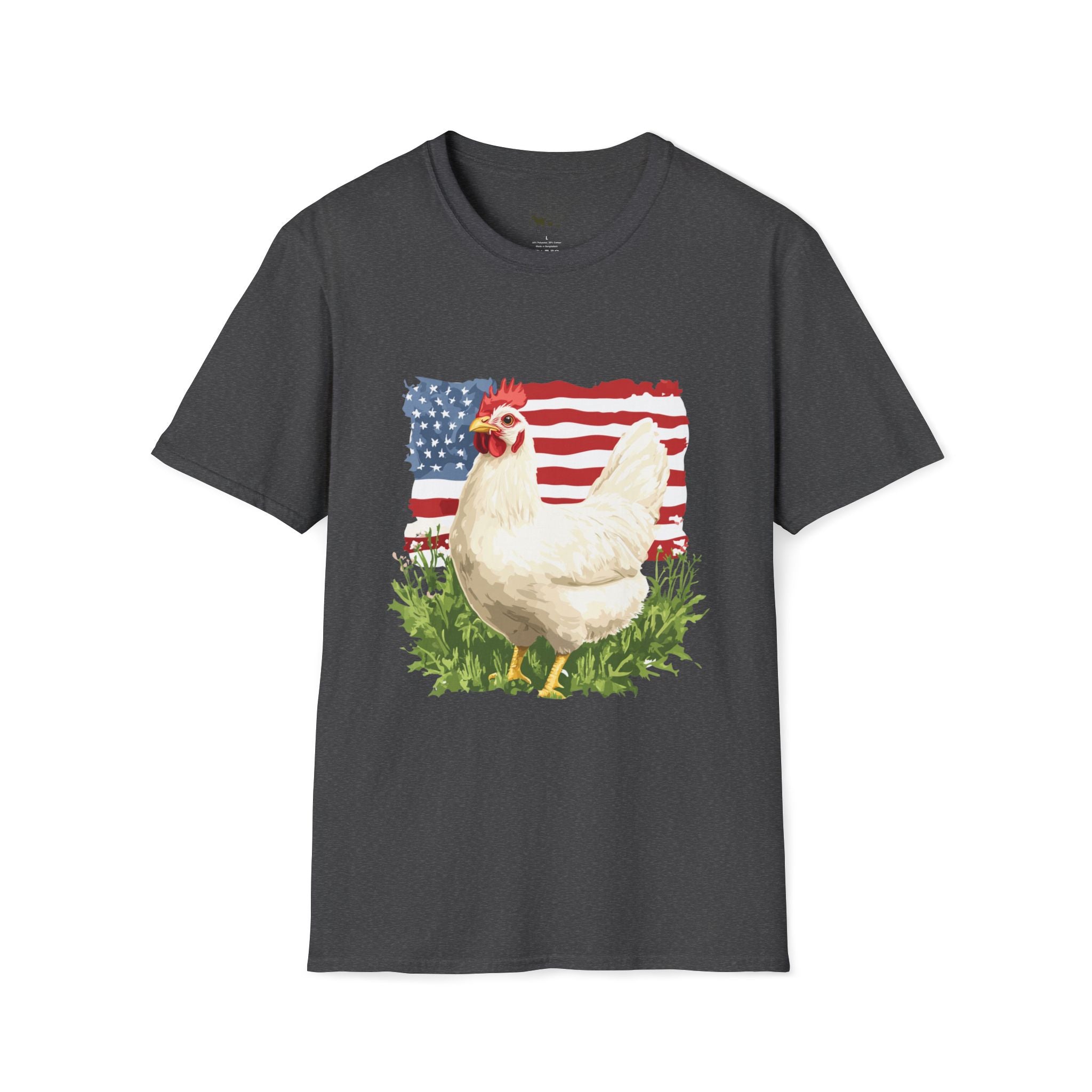 Patriotic Chicken T-Shirt – American Flag Hen Shirt, Farm Life Tee, 4th of July Chicken Shirt, Backyard Chicken Keeper Gift, Homestead Farm Apparel