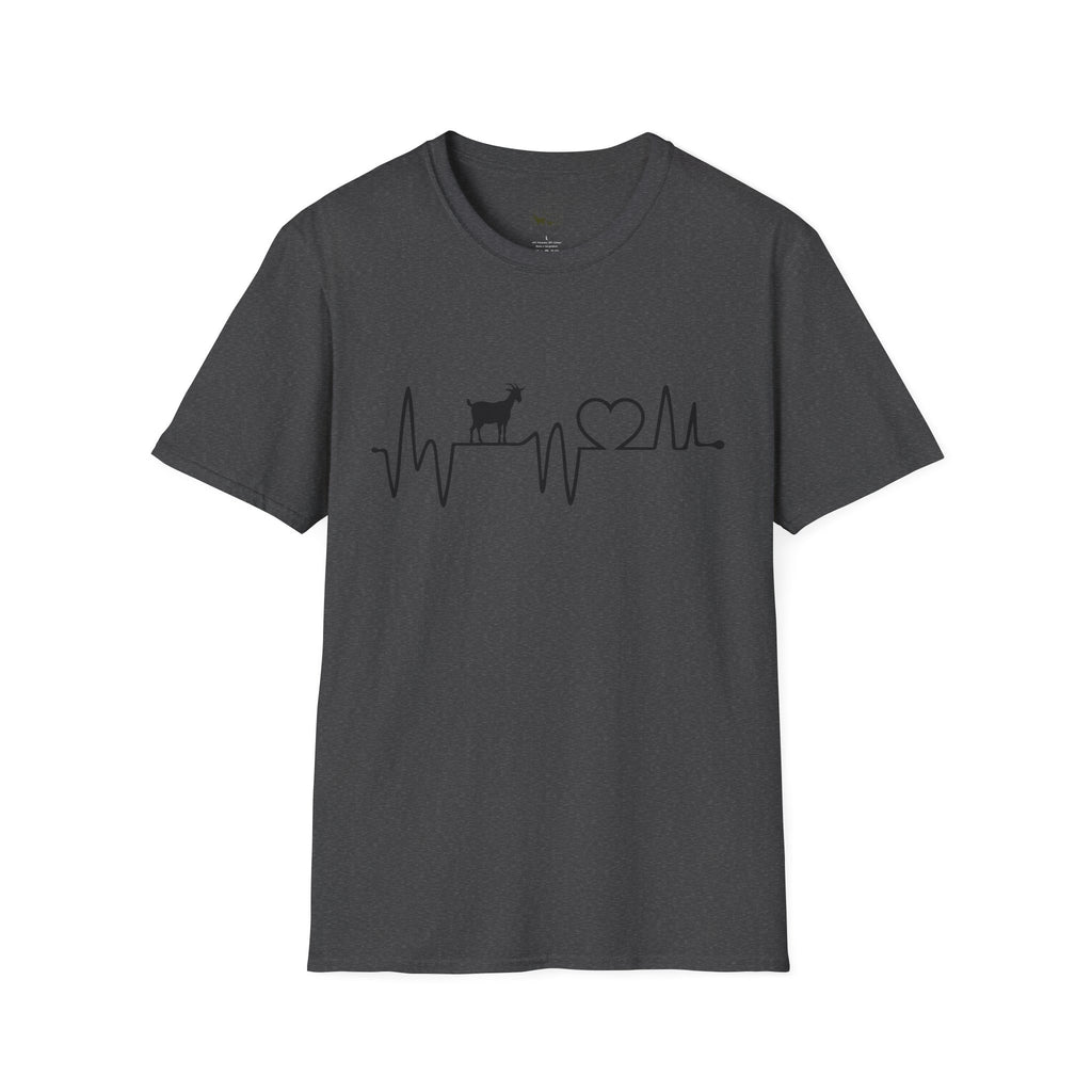 Goat Heartbeat Unisex T-Shirt | Minimalist Goat Lover ECG Farm Life Tee