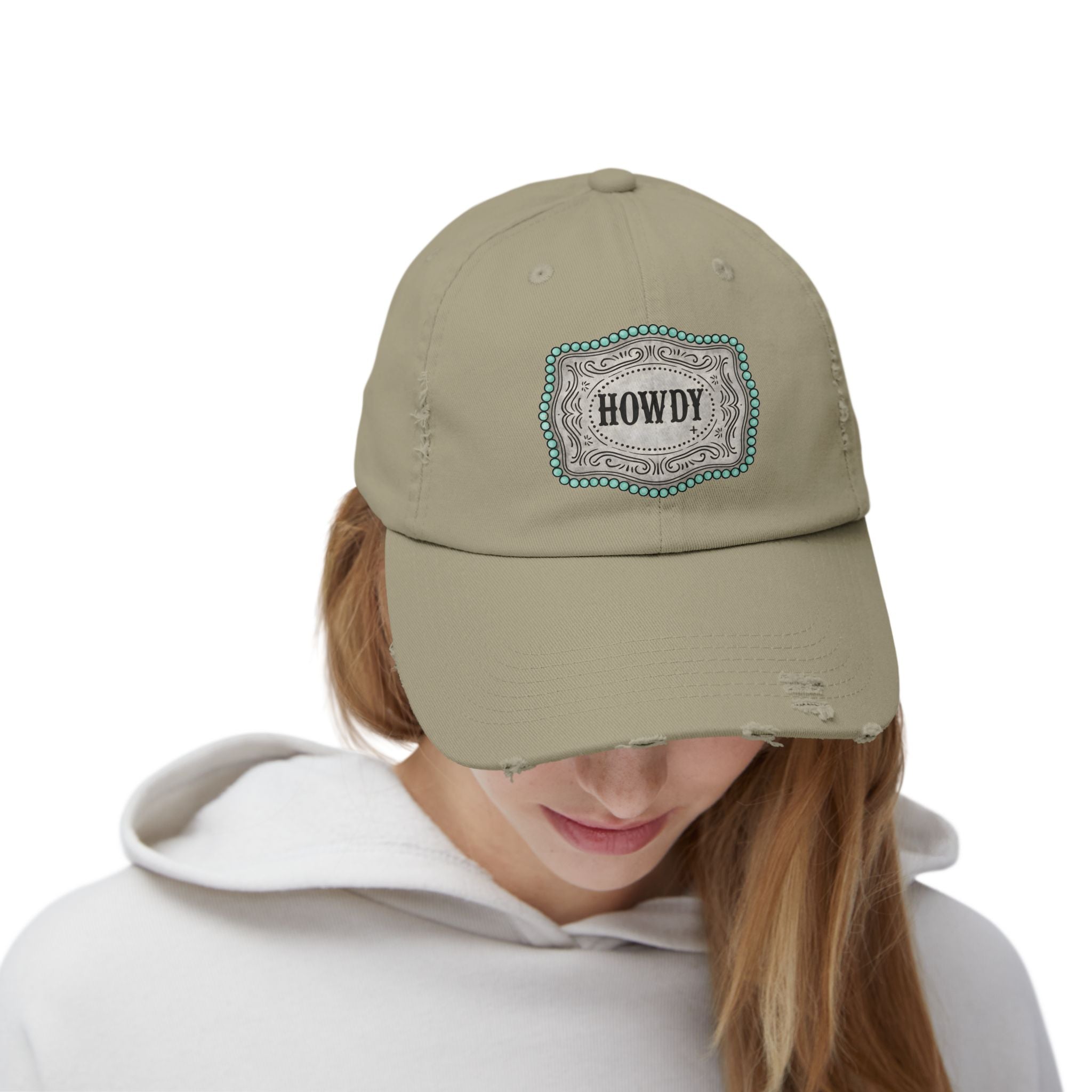 Howdy Distressed Baseball Cap – Western Farmhouse Hat, Vintage Southern Cowgirl Cap, Rustic Country Casual Hat
