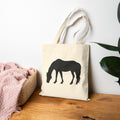 Horse Silhouette Canvas Tote Bag | Equestrian Farm Tote | Minimalist Horse Lover Market Bag | Rustic Farmhouse Country Tote