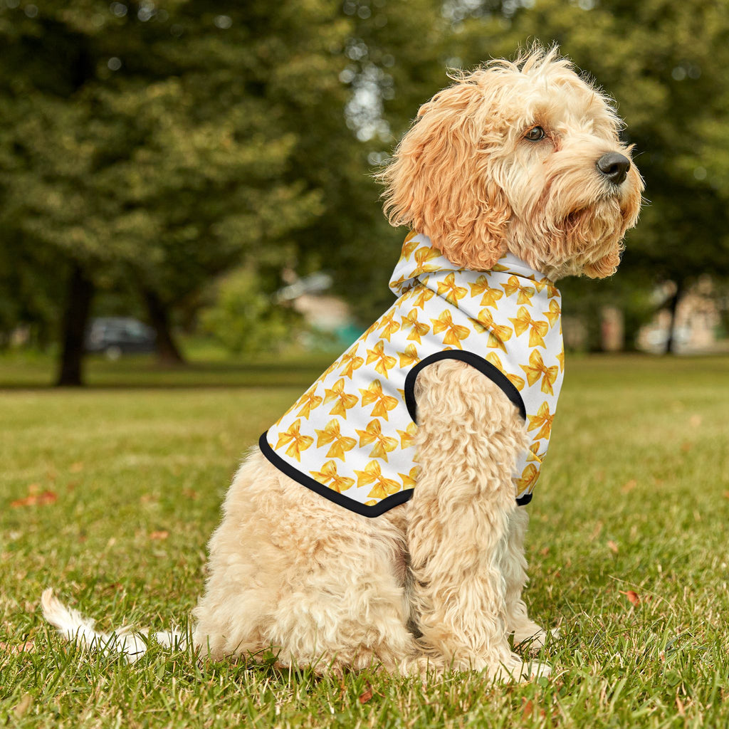 Yellow Coquette Bows Cute Pet Hoodie - Adorable Puppy Sweater, Small Dog Outfit, Furry Friend Gift, Pet Apparel, Animal Lover Present