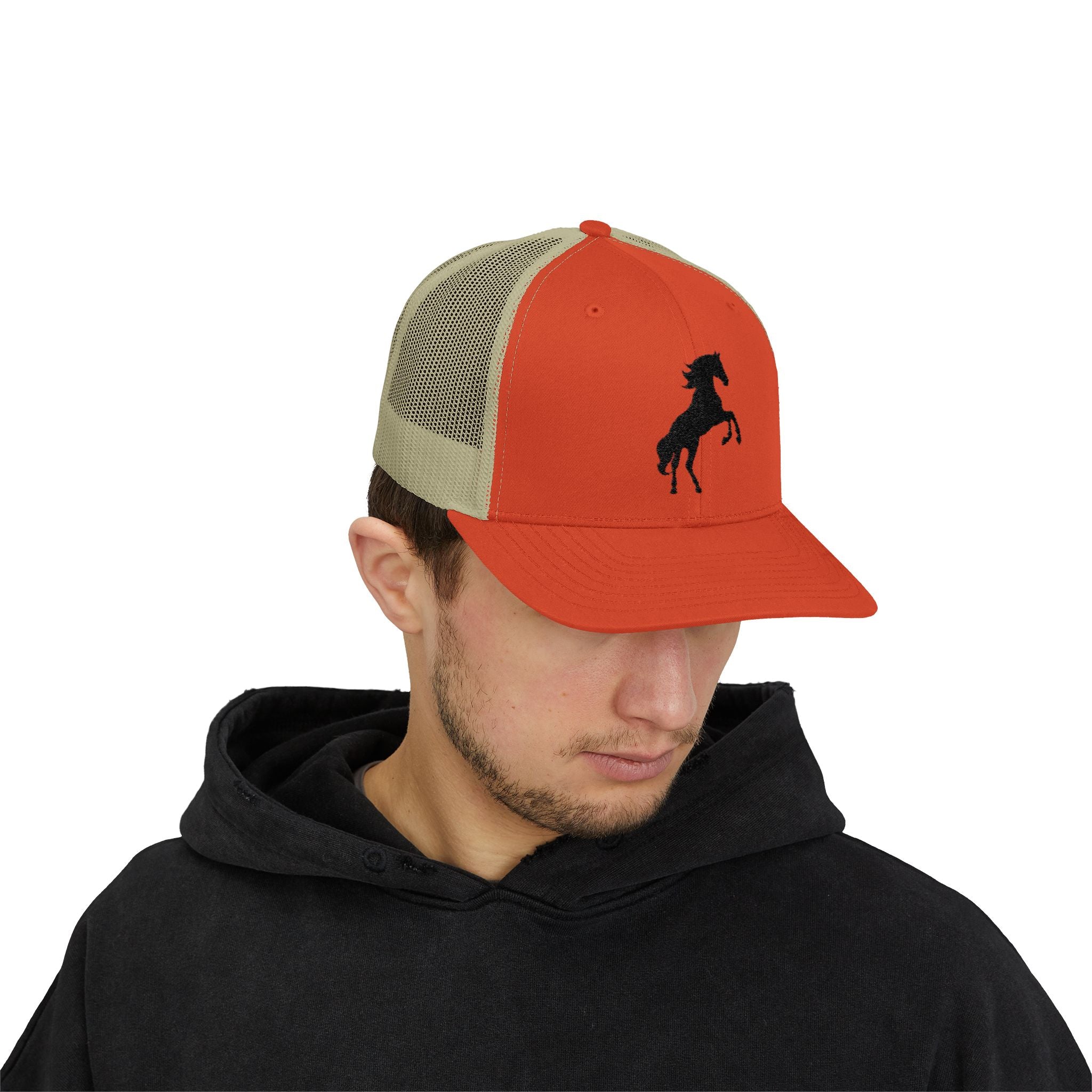 Rearing Horse Trucker Hat | Western Equestrian Mesh Snapback Cap | Rustic Ranch Horse Lover Hat | Farm Life Country Cowboy Cap
