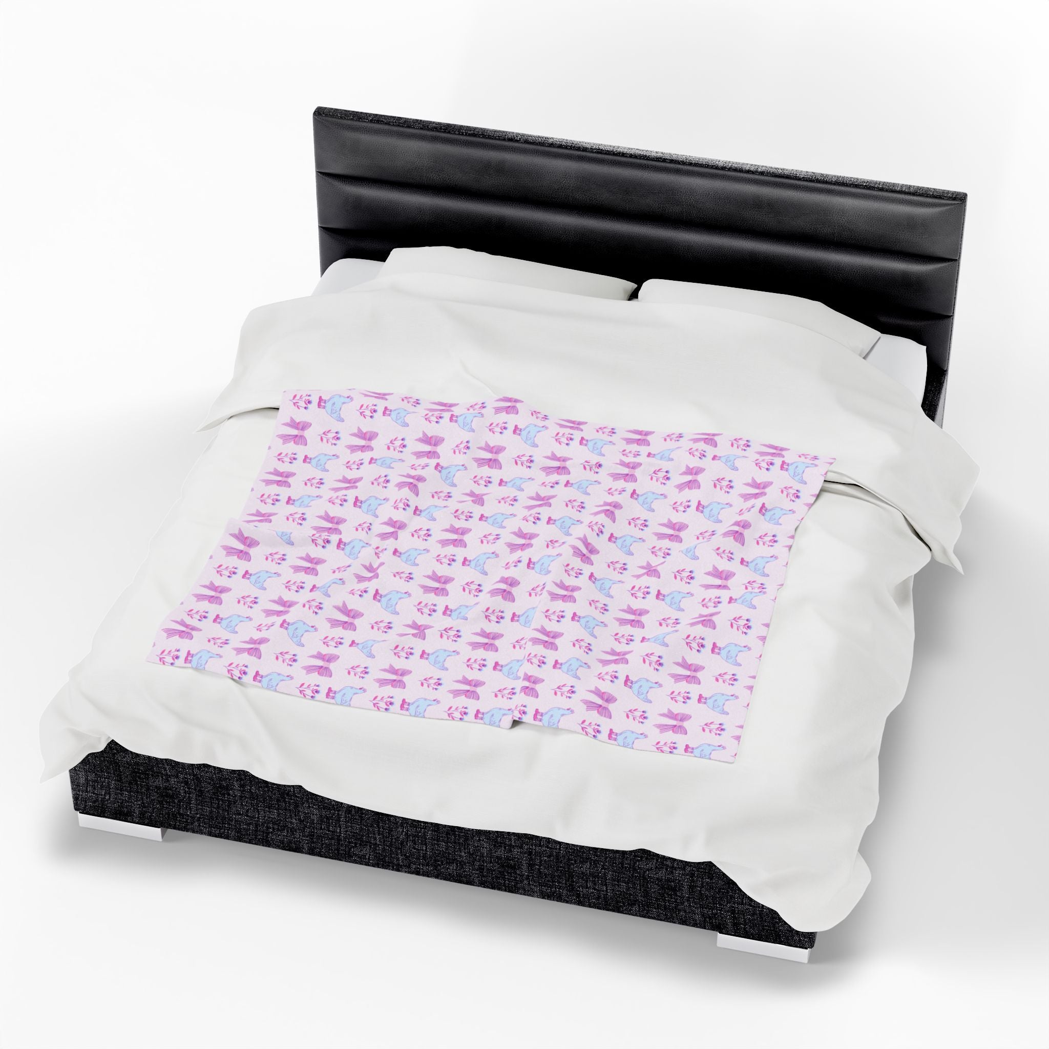 Pink Chicken Velveteen Plush Blanket – Cottagecore Bow Chicken Throw, Shabby Chic Farmhouse Cozy Home Decor