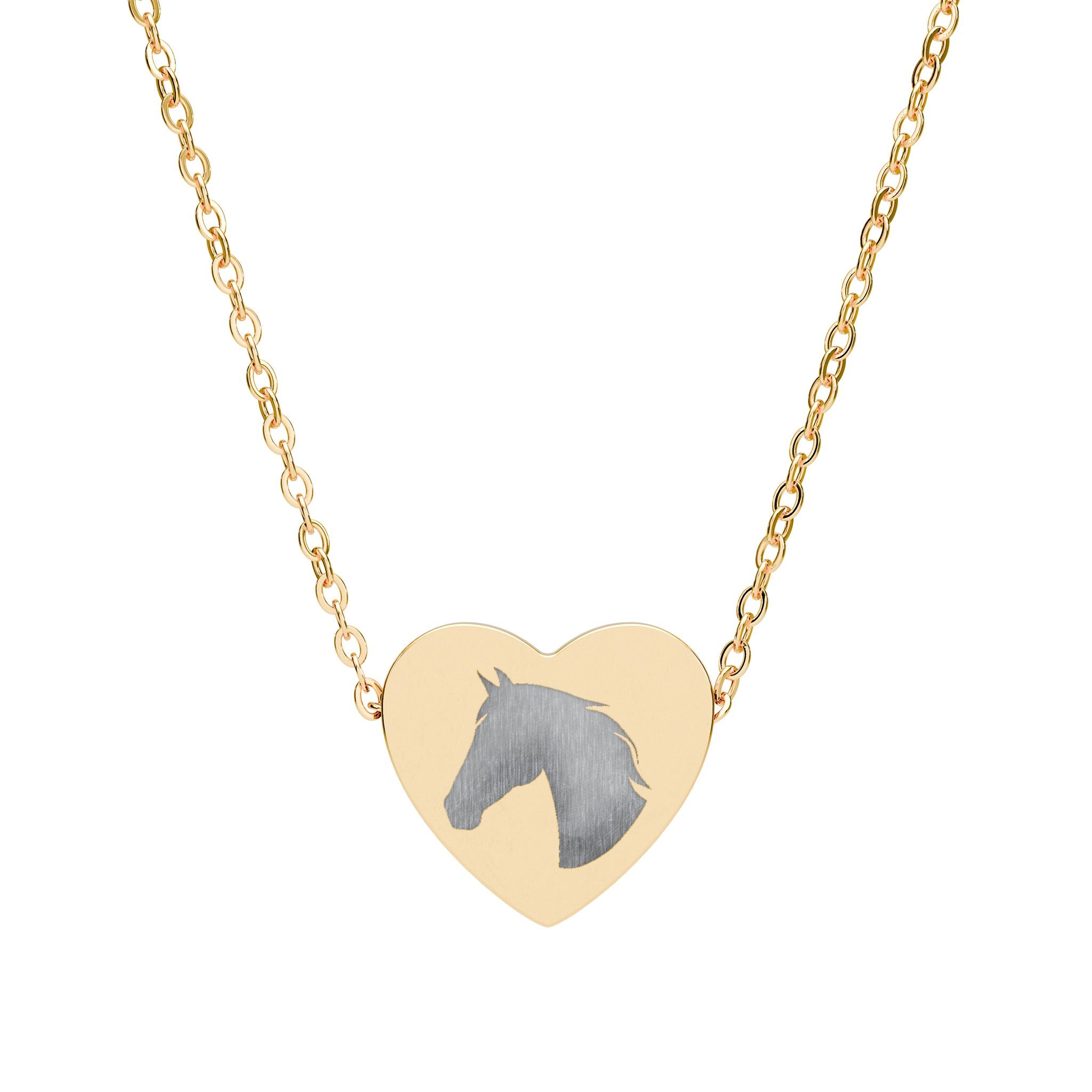 Horse Head Heart Necklace | Equestrian Horse Lover Jewelry | Engraved Stainless Steel Heart Pendant | Cowgirl Ranch Horse Gift