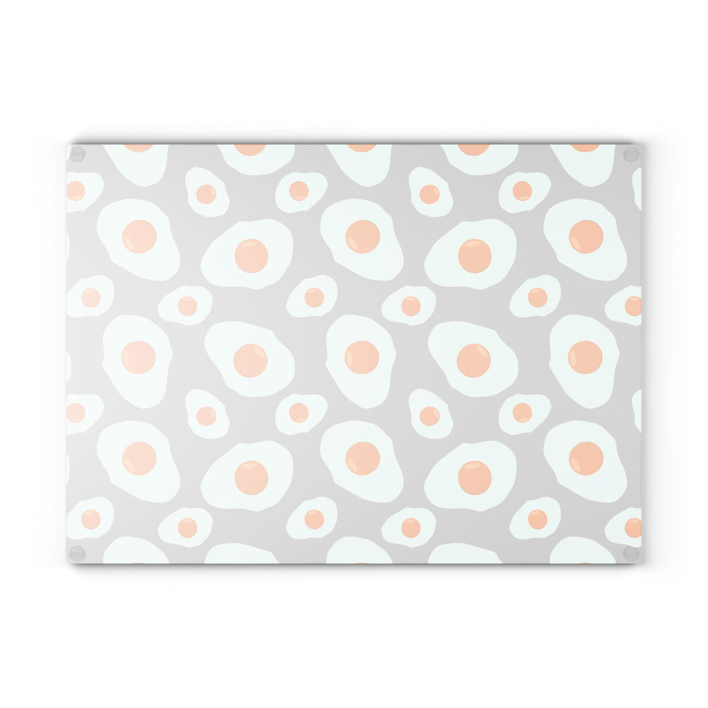 Funny Egg Glass Cutting Board | Farmhouse Kitchen Decor | Fried Egg Pattern Tempered Glass Cutting Board | Gumpert Homestead