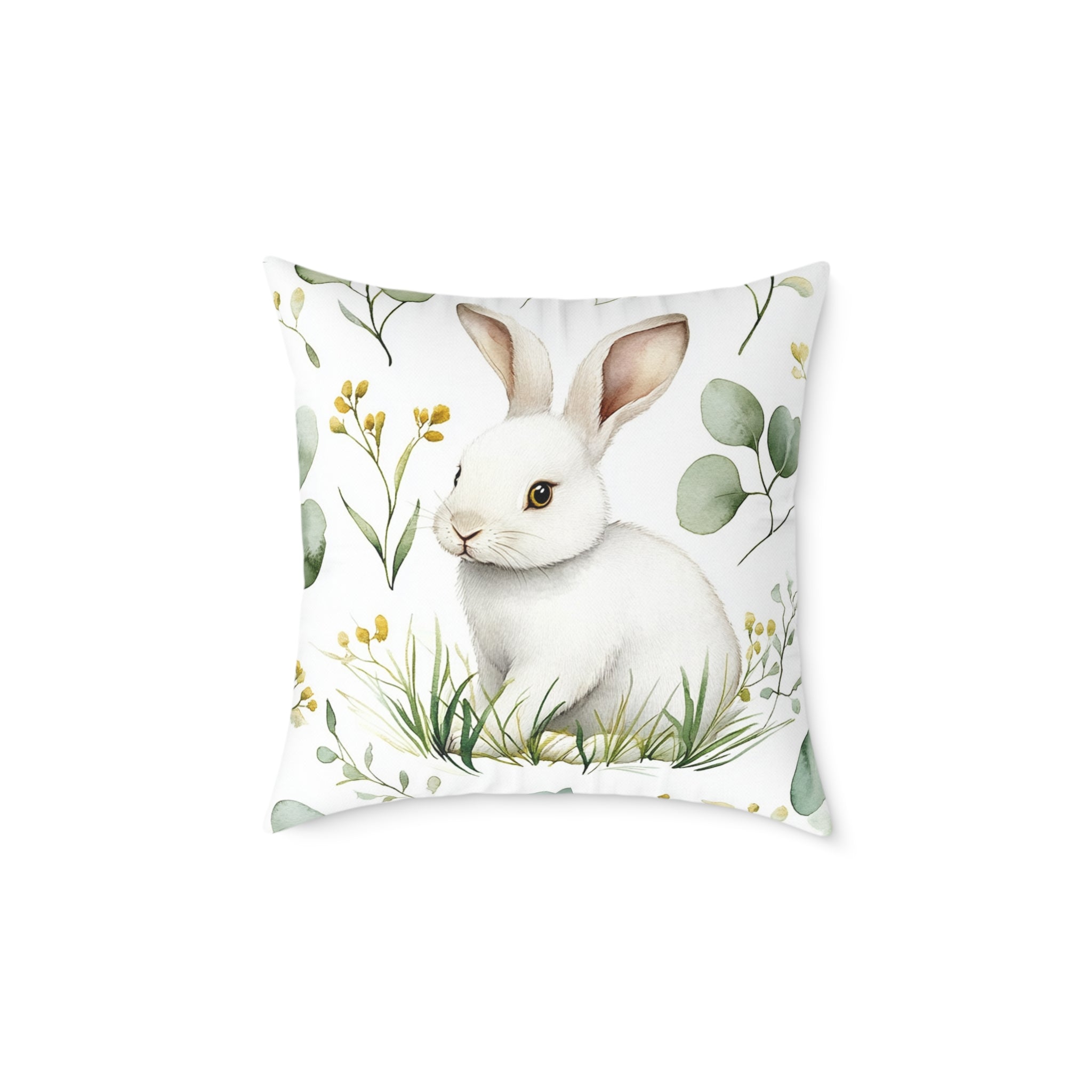 White Bunny Throw Pillow | Cottagecore Rabbit Accent Pillow | Farmhouse Bunny Decor Cushion | Woodland Rabbit Home Decor | Gumpert Homestead