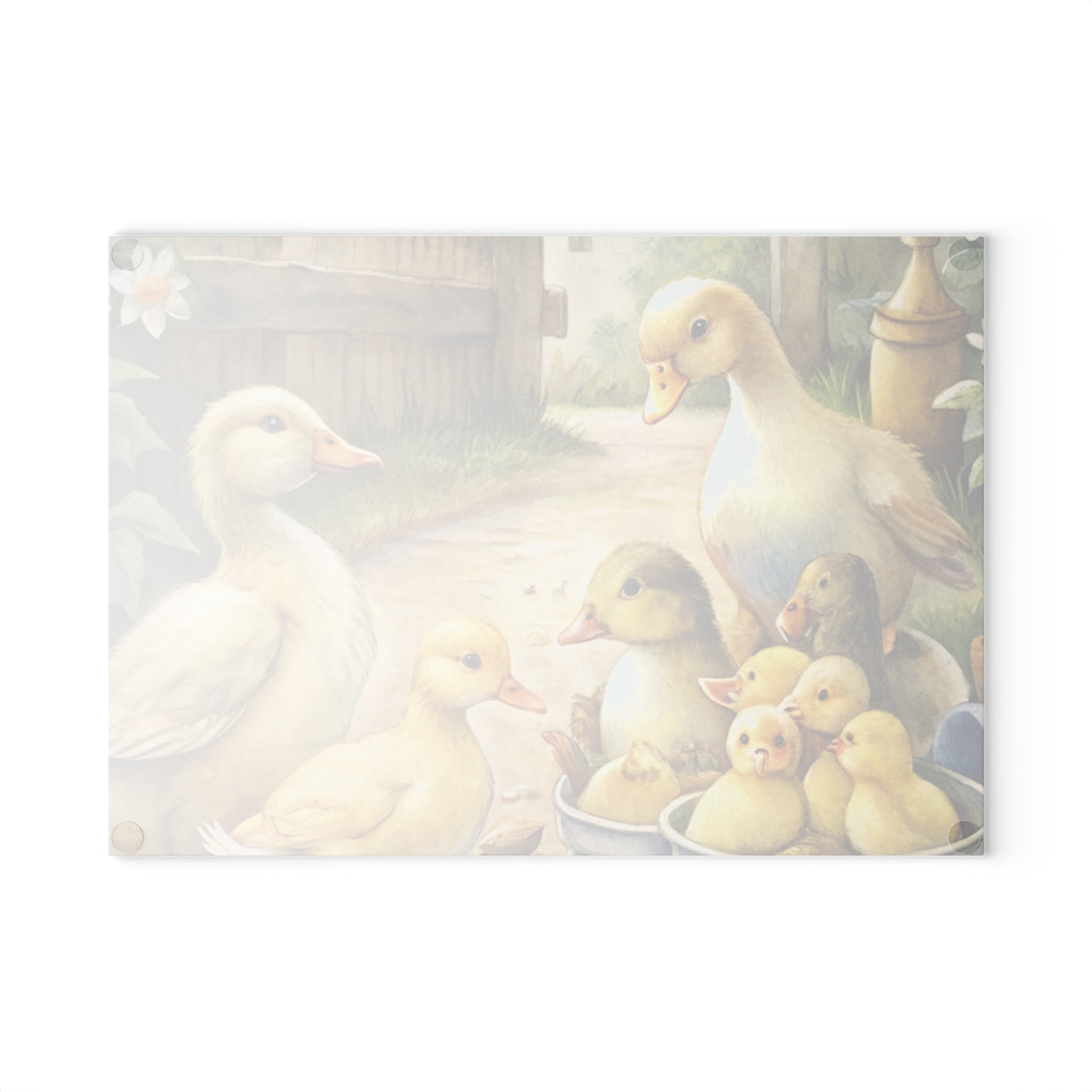 Farmhouse Duck Glass Cutting Board | Cute Duckling Kitchen Decor | Rustic Farm Animal Tempered Glass Cutting Board | Gumpert Homestead