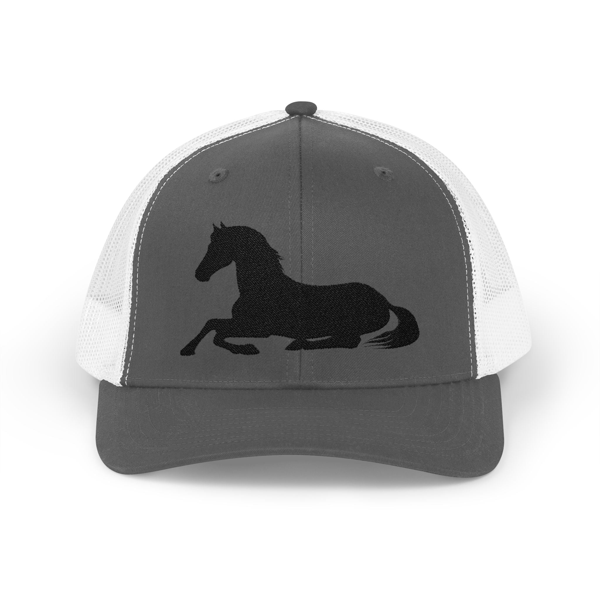 Resting Horse Trucker Hat | Laying Horse Silhouette Mesh Snapback Cap | Western Ranch Horse Lover Hat | Rustic Farm Life Cowboy Cowgirl Cap