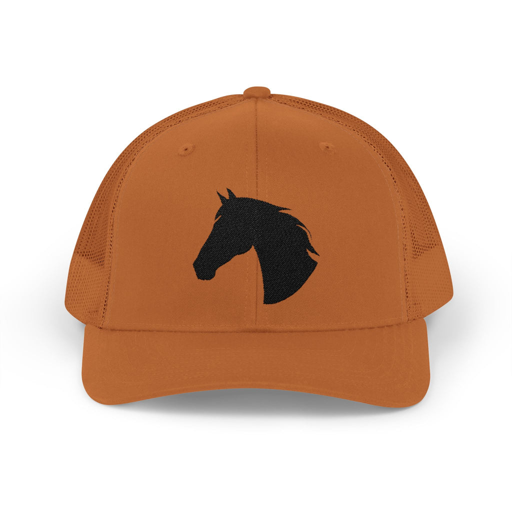 Horse Head Trucker Hat | Western Horse Silhouette Mesh Snapback Cap | Equestrian Ranch Hat | Rustic Farm Life Cowboy Cowgirl Horse Lover Hat