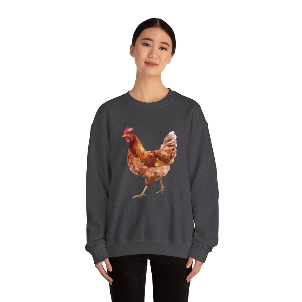 Rhode Island Red Hen Sweatshirt – Farmhouse Chicken Crewneck, Heritage Chicken Homestead Pullover, Unisex Gildan 18000
