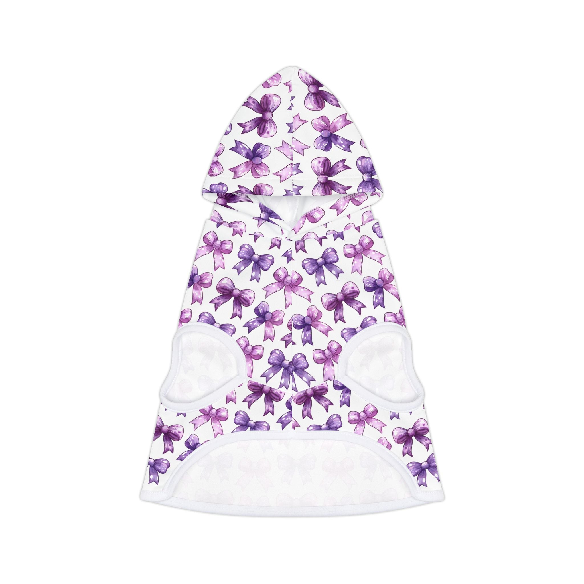 Purple Coquette Bows Cute Pet Hoodie - Adorable Puppy Sweater, Small Dog Outfit, Furry Friend Gift, Pet Apparel, Animal Lover Present