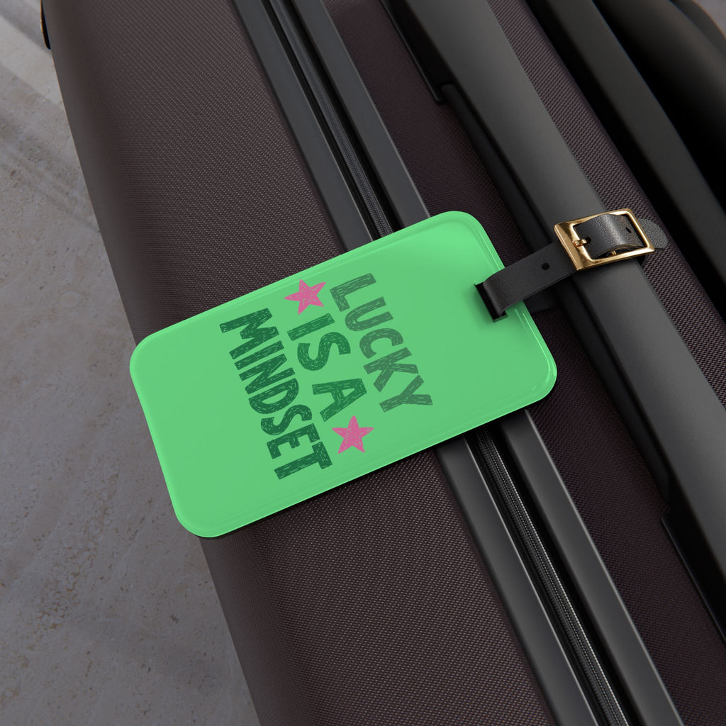 Lucky Is a Mindset Luggage Tag | Motivational Travel Accessory | Positive Quote Suitcase Tag | Cute Travel Bag Identifier | Gumpert Homestead